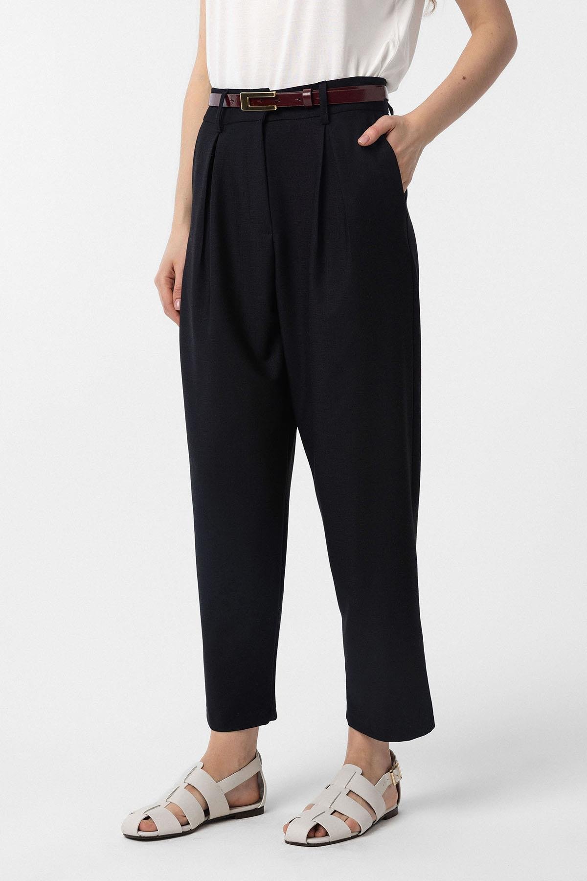 Antioch Siyah Pilili Soft Bilek Boyu Kadın Pantolon