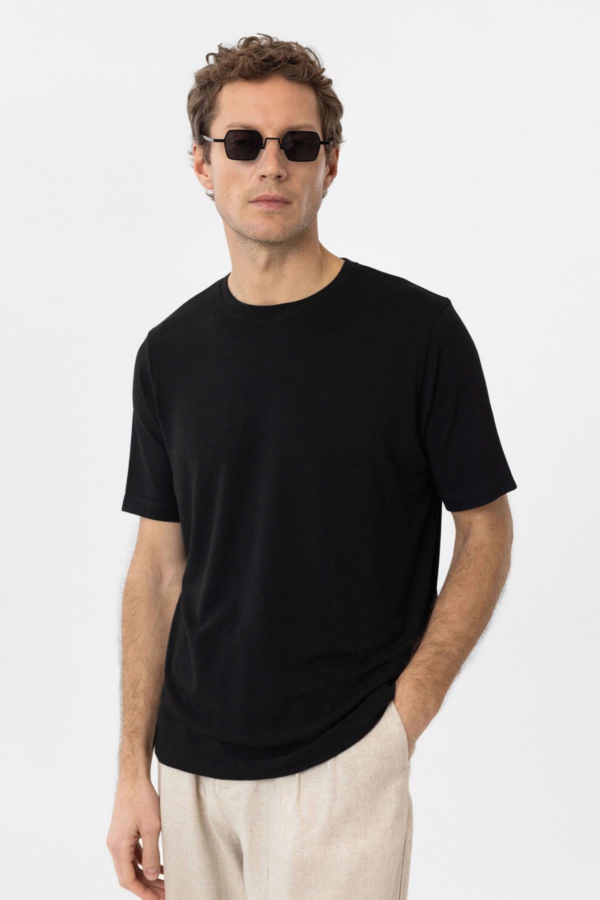 Antioch Siyah Regular Fit Basic Erkek T-Shirt
