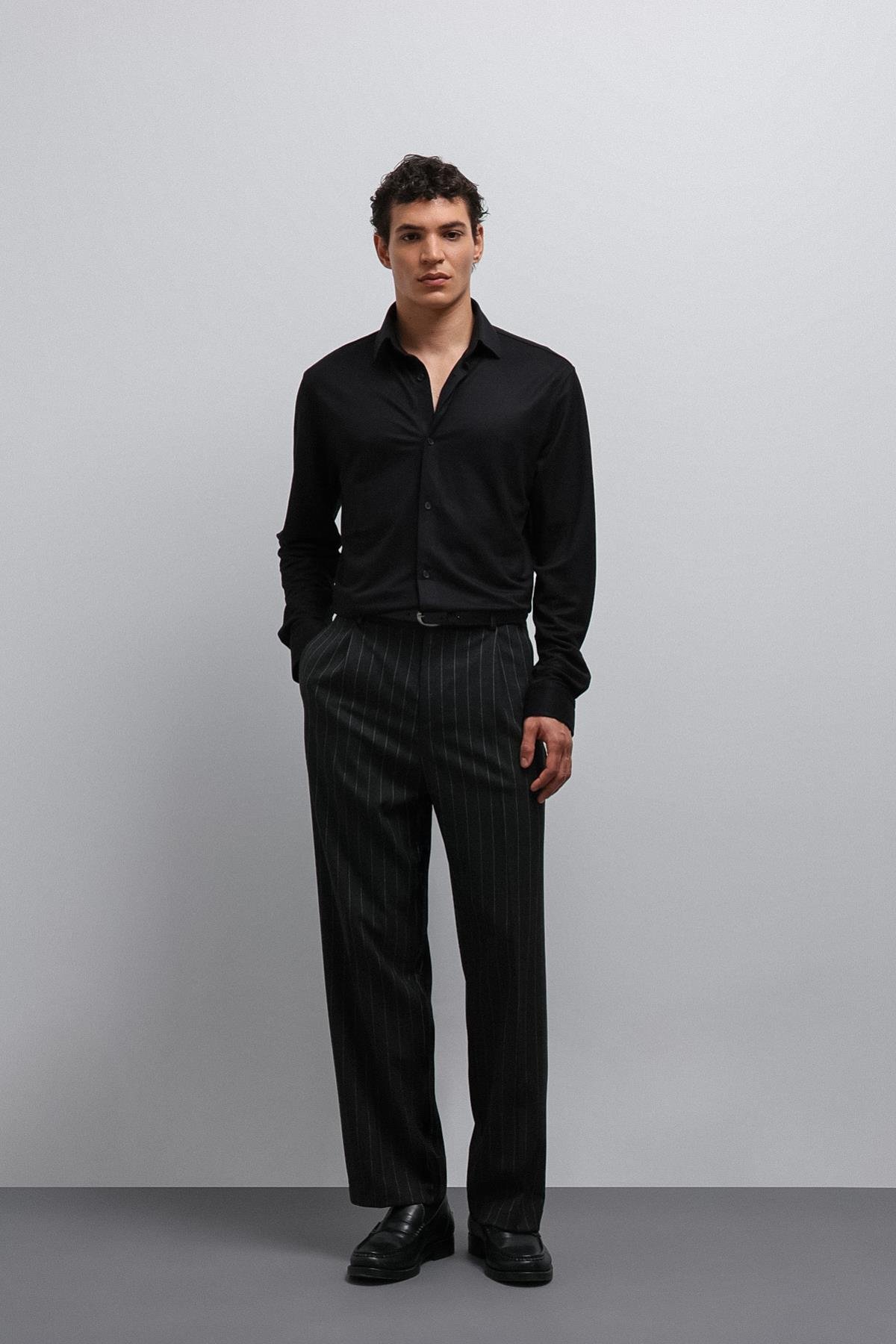 Antioch Siyah Relax Fit Erkek Gömlek