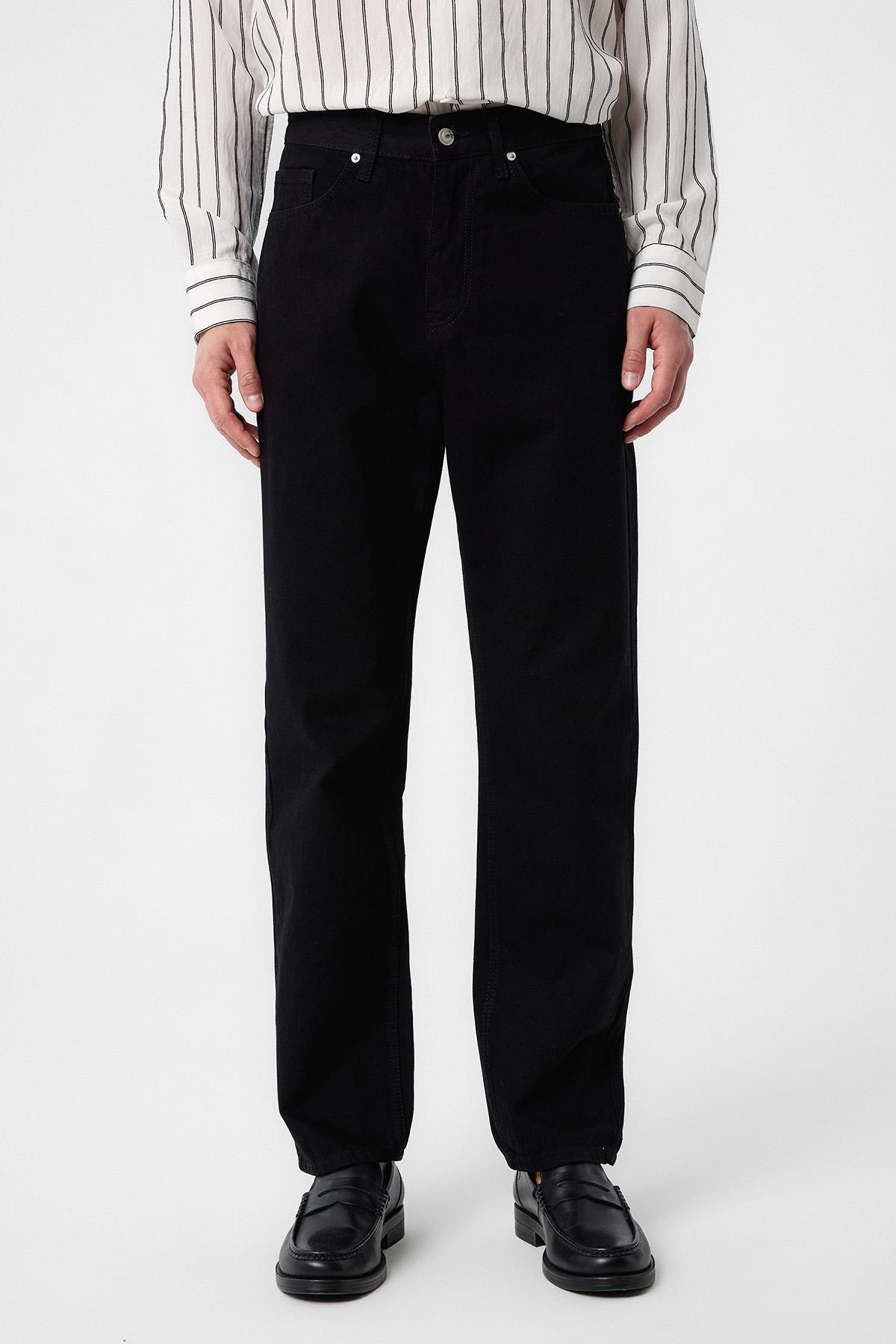 Antioch Siyah Yüksek Bel Regular Fit Erkek Kot Pantolon