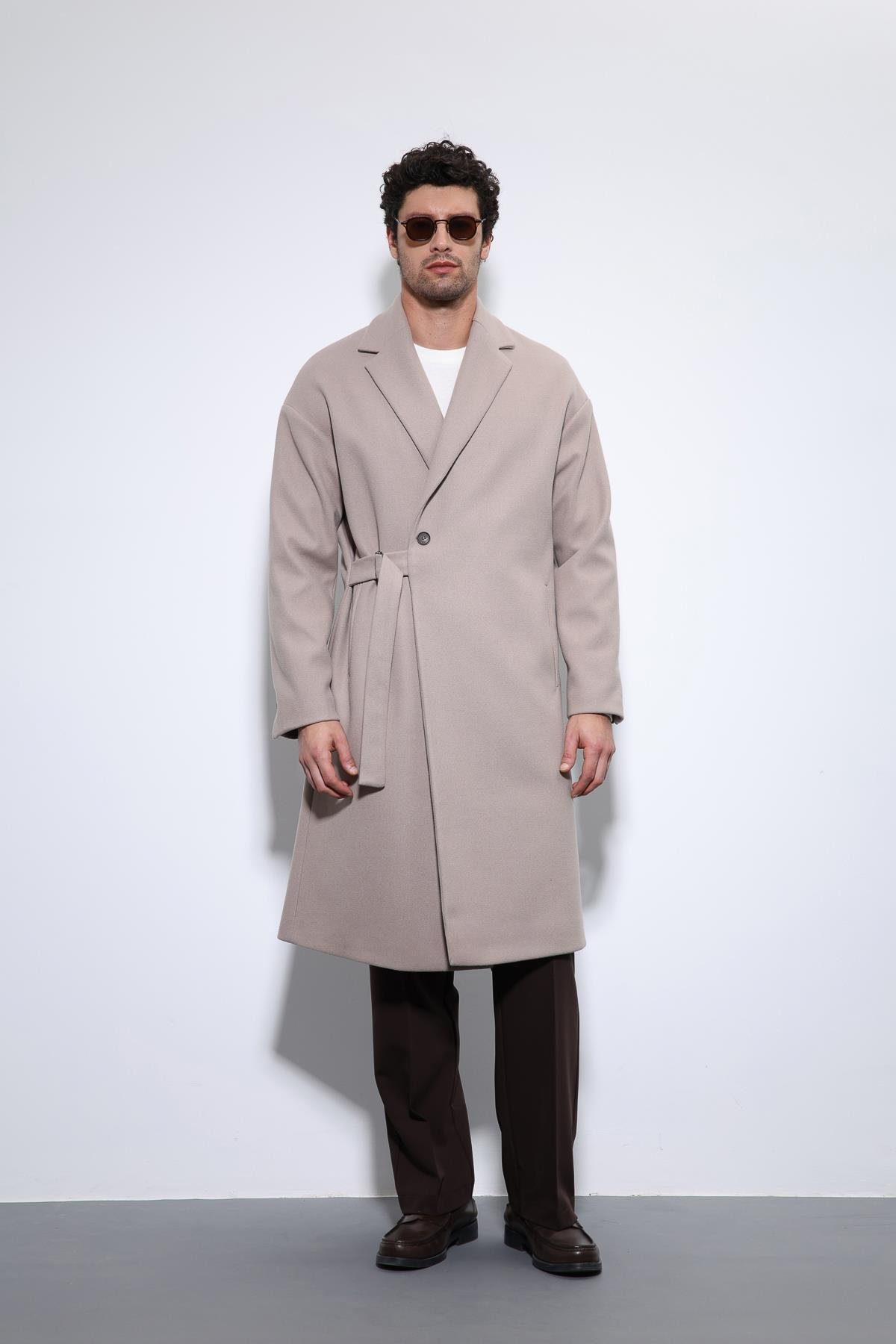 Antioch Taş Kuşaklı Oversize Erkek Kaban