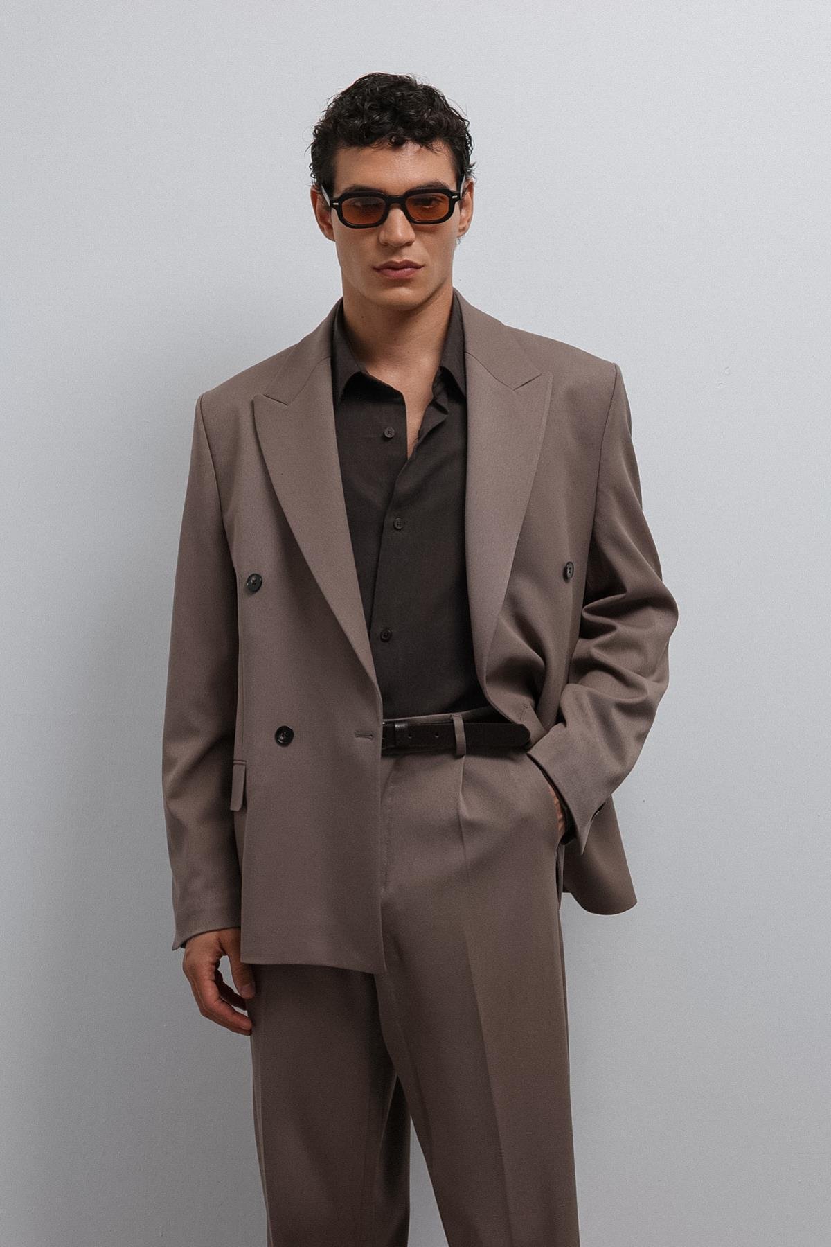 Antioch Vizon Relax Fit Kruvaze Erkek Blazer Ceket