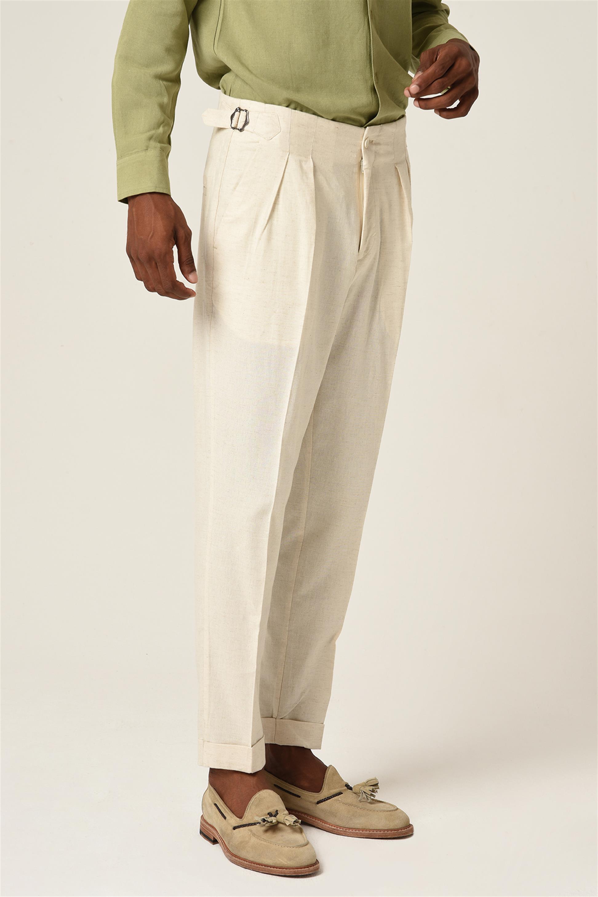 Bassike Pleated Straight Leg Pant in Cement | WE ARE ICONIC