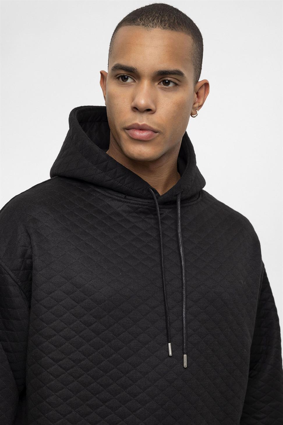 Antioch Siyah Baklava Desenli Oversize Erkek Eşofman Takımı