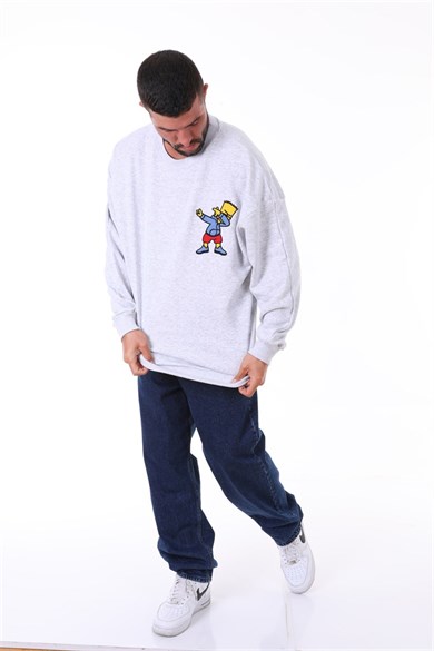 Gri Melanj Simpsons Basic Sweatshirt