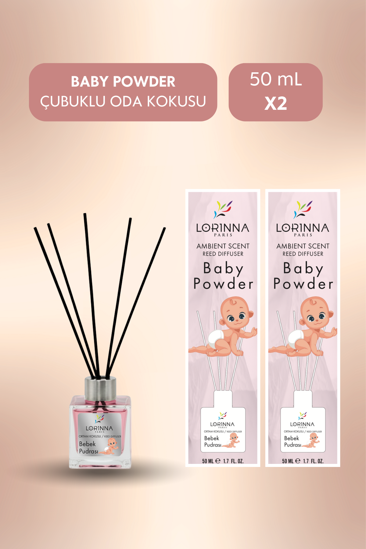 Baby Powder Çubuklu Oda Kokusu Seti 2x50 ml