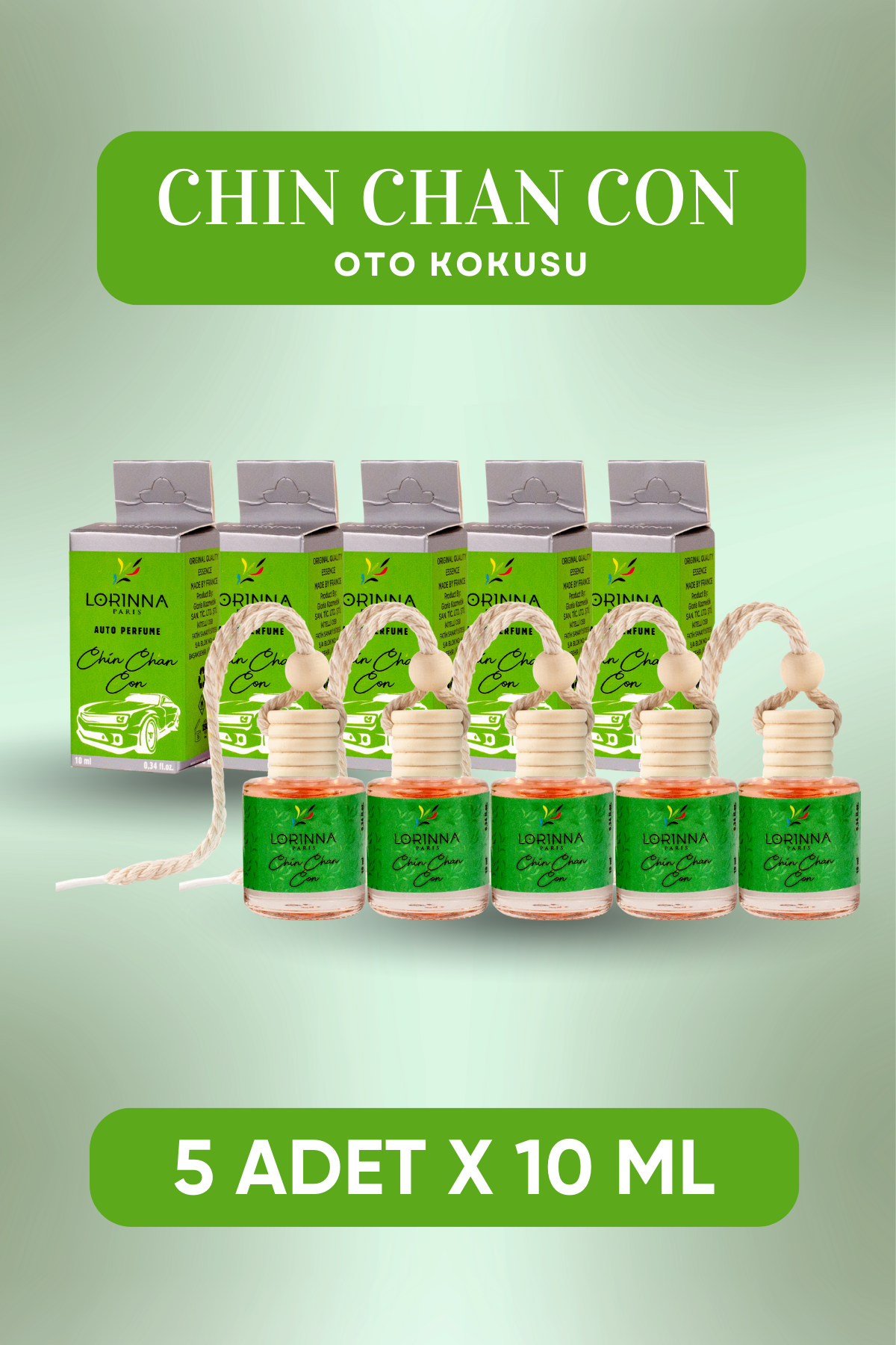 Chin Chan Con Parfümlü Oto Kokusu 5x10 ml