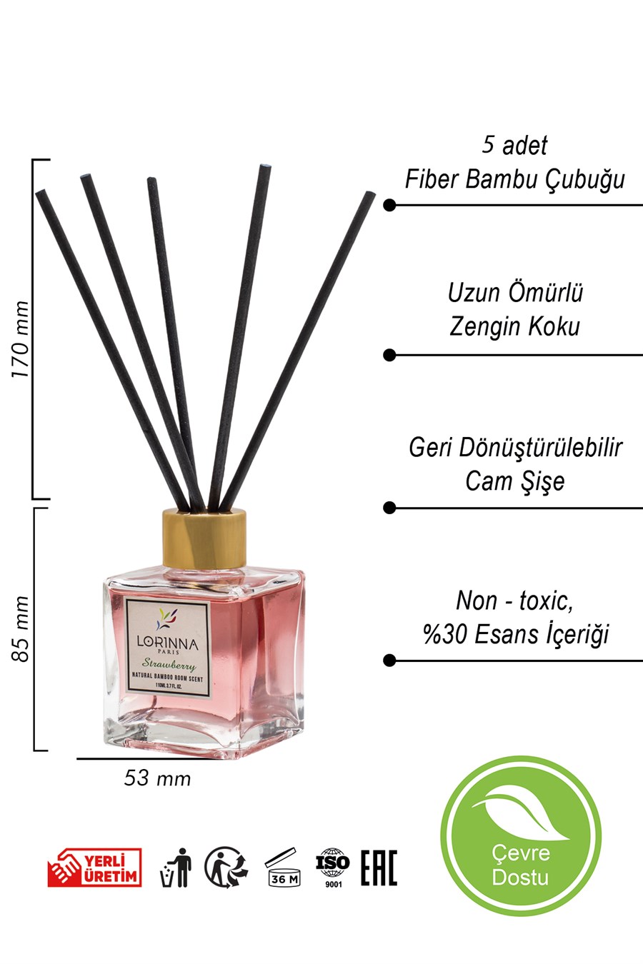 Çilek Bambu Çubuklu Oda Kokusu 110 Ml