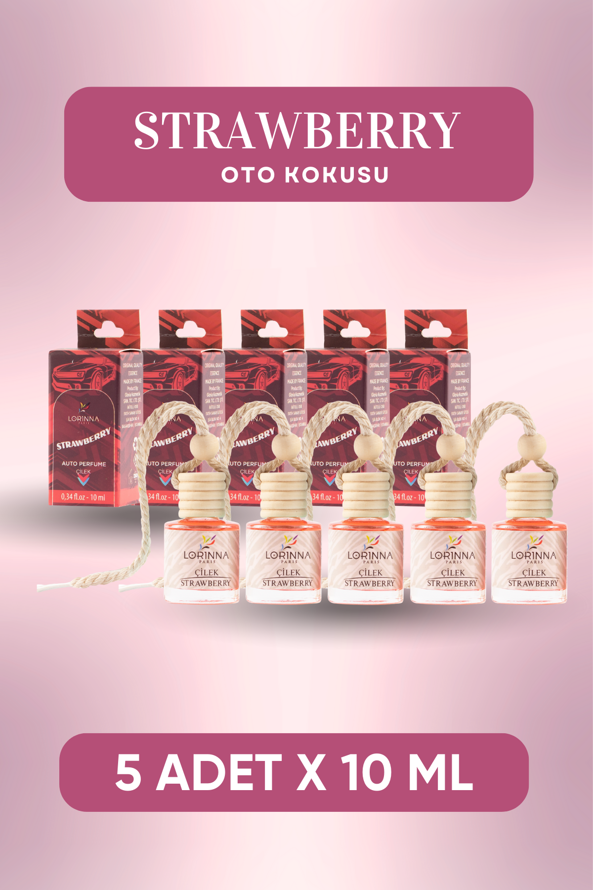 Çilek Oto Kokusu 5x10 ml