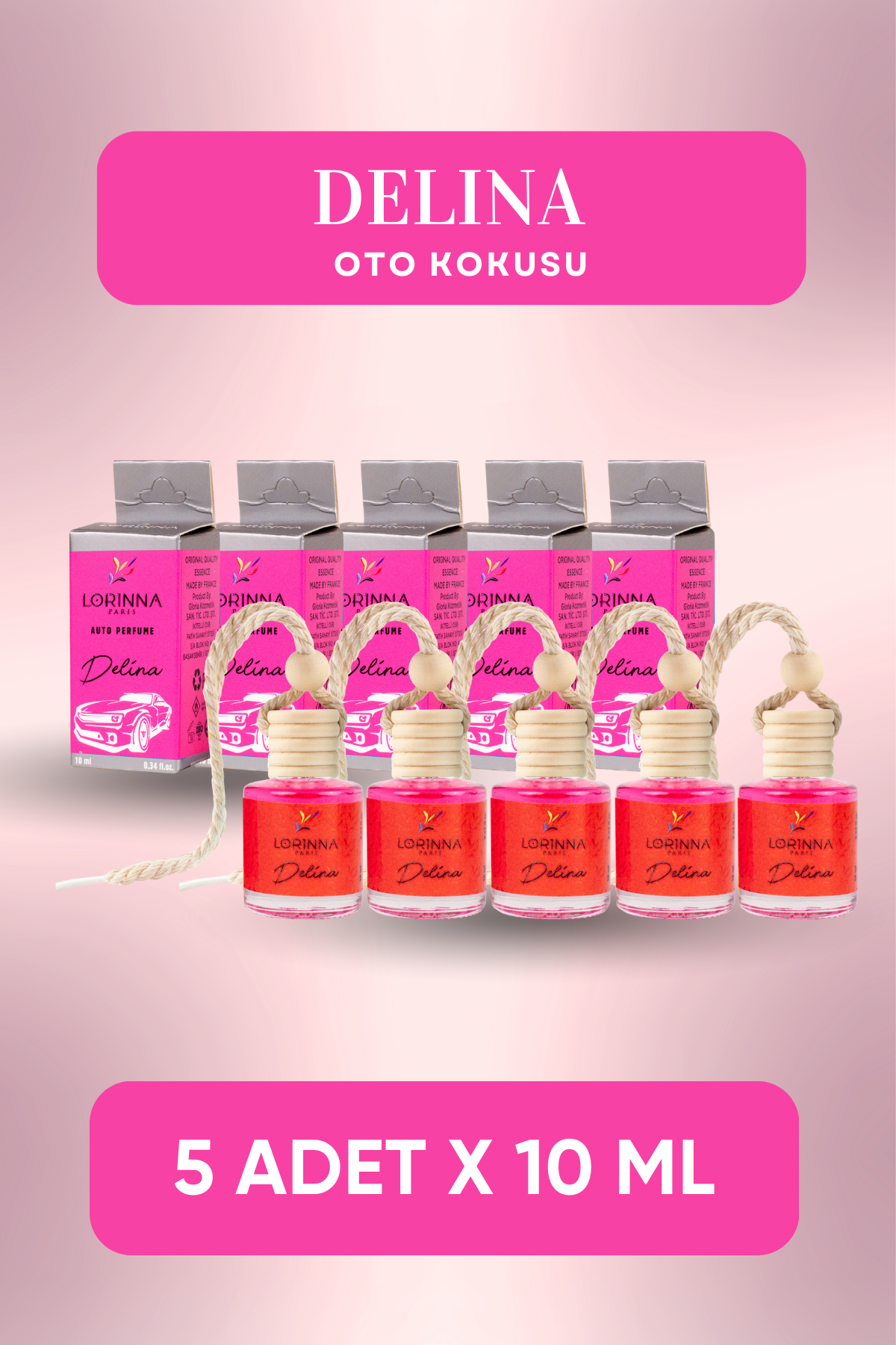 Delina Parfümlü Oto Kokusu 5x10 ml