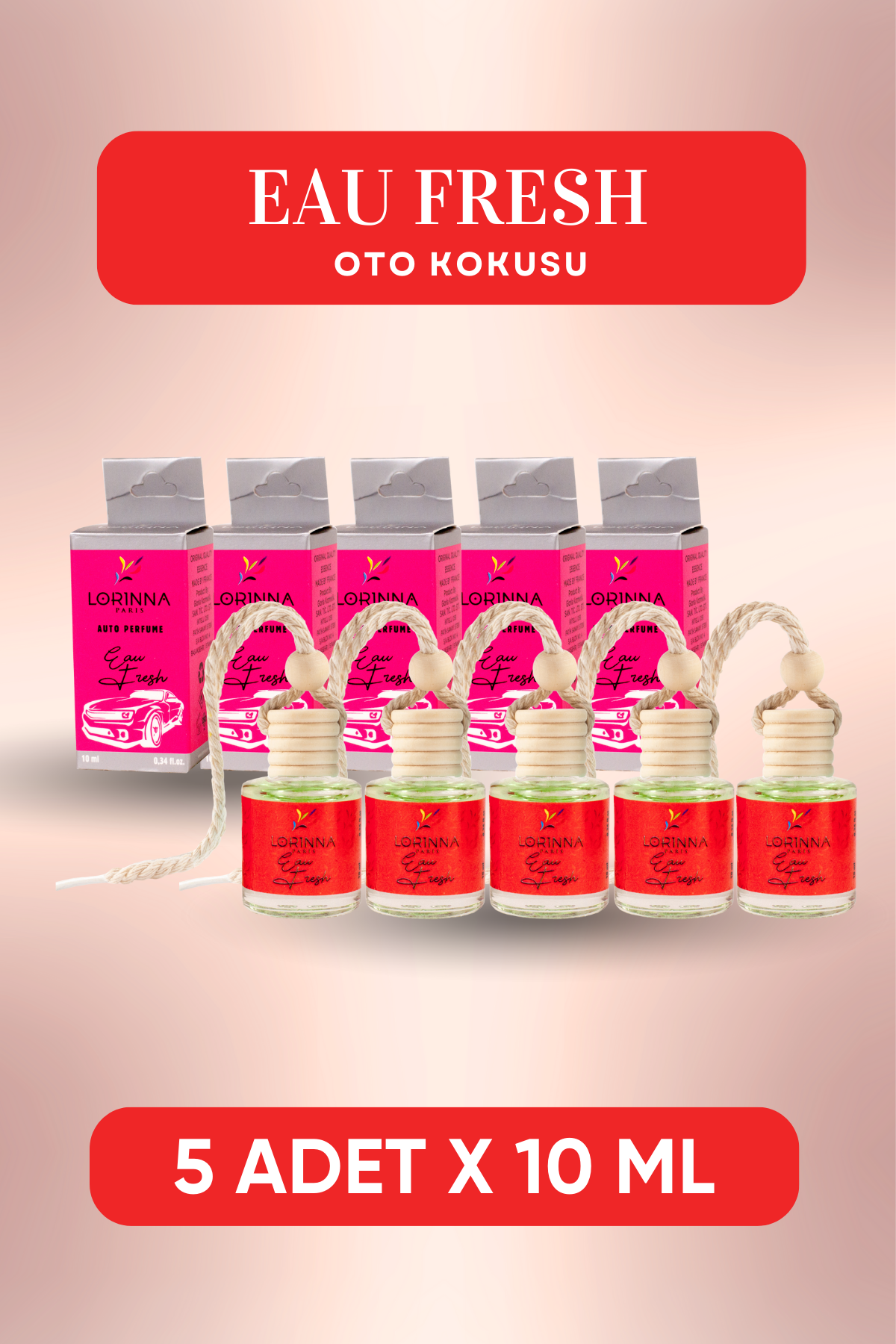 Eau Fresh Parfümlü Oto Kokusu 5x10 ml