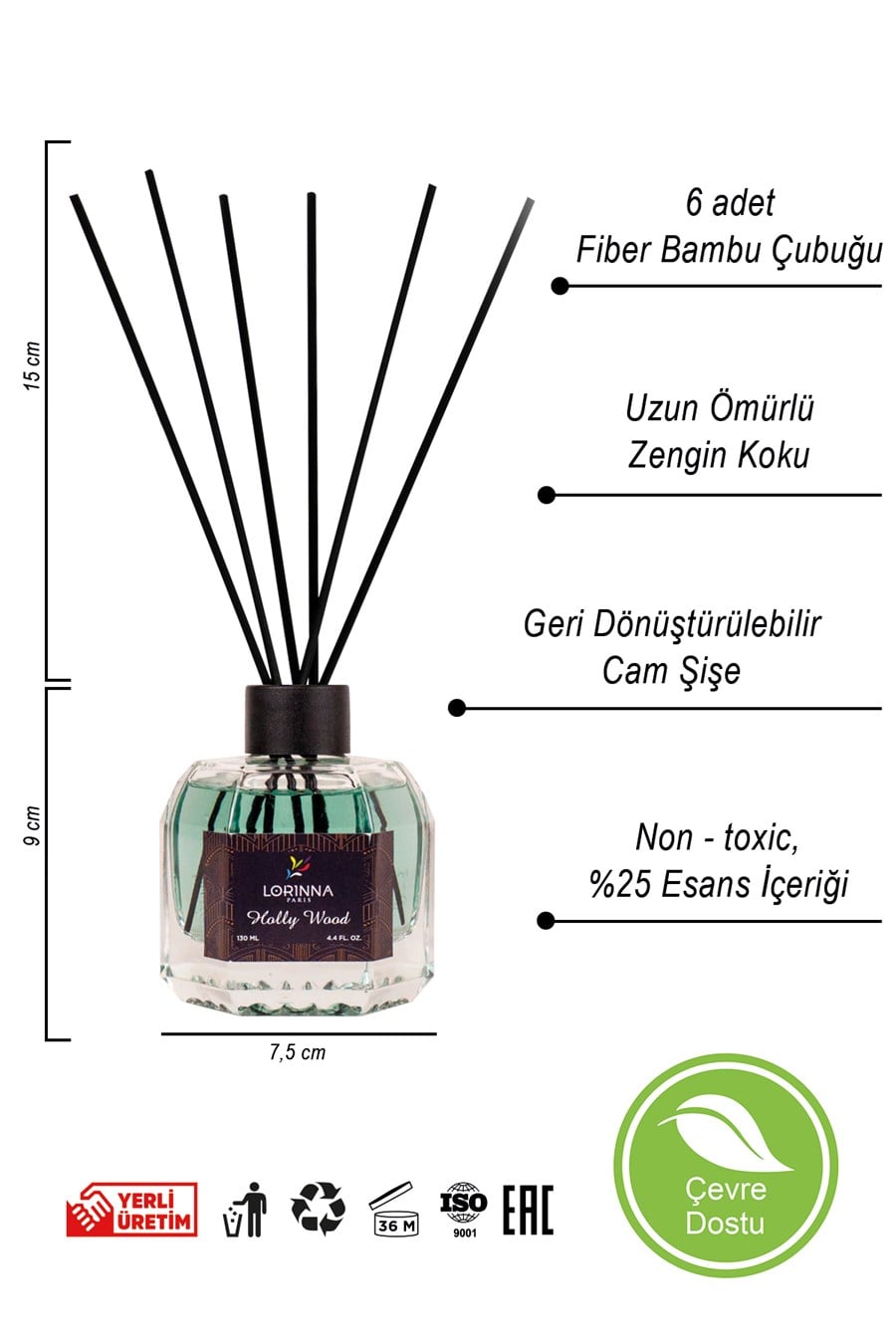 Holly Wood Bambu Çubuklu Oda Kokusu 130 ml