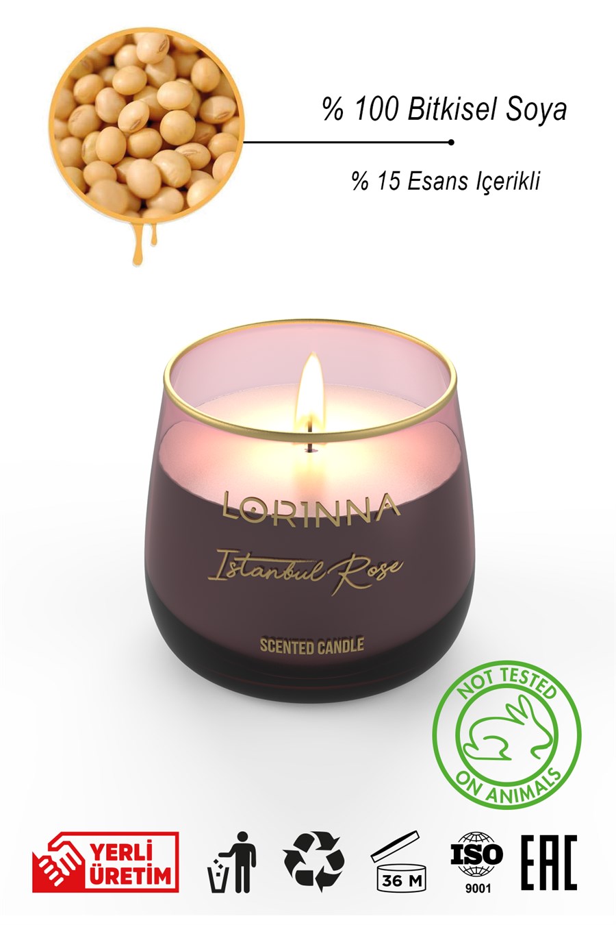 Istanbul Rose Kokulu Mum 160 gr.