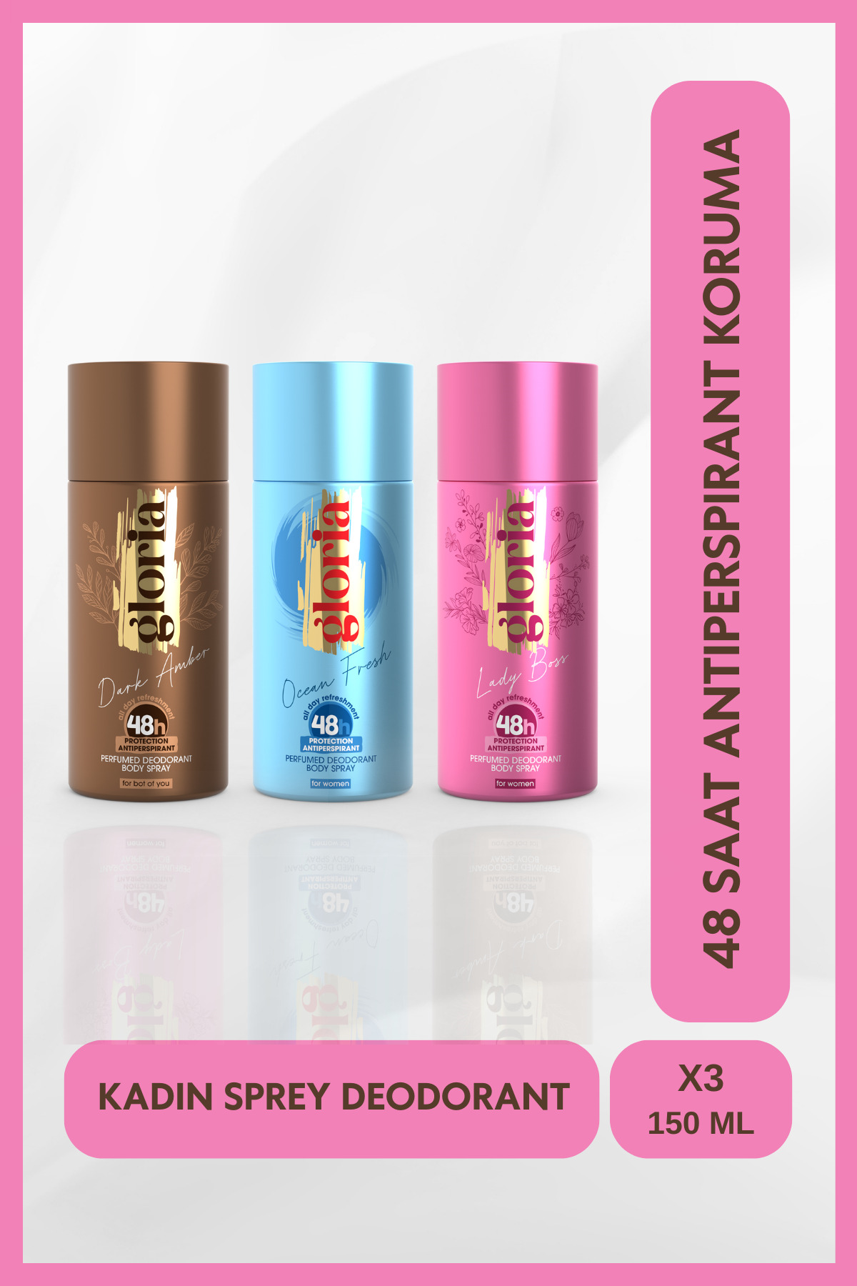 Kadın Deodorant Set 3x150 Ml (Dark Amber - Lady Bos - Ocean Fresh)