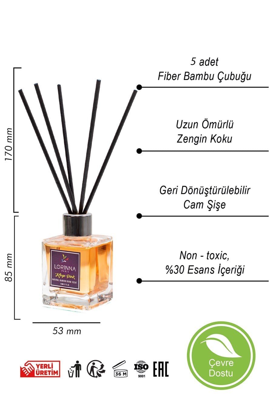 Kloye Pink Lüx Bamboo Çubuklu Oda Kokusu 110 ml