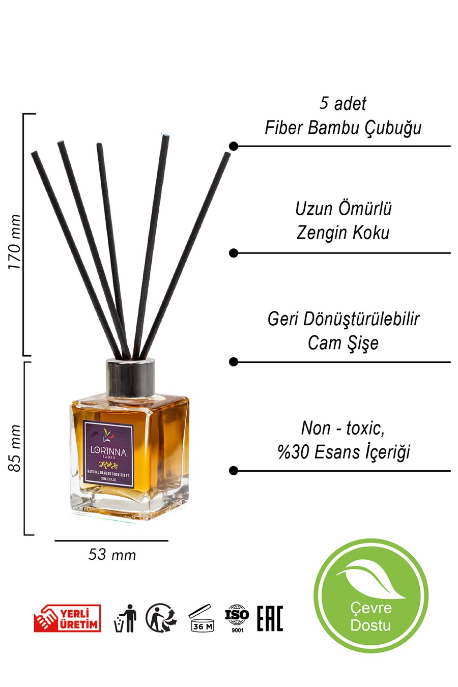 Krk2e Lüx Bamboo Çubuklu Oda Kokusu 110 ml