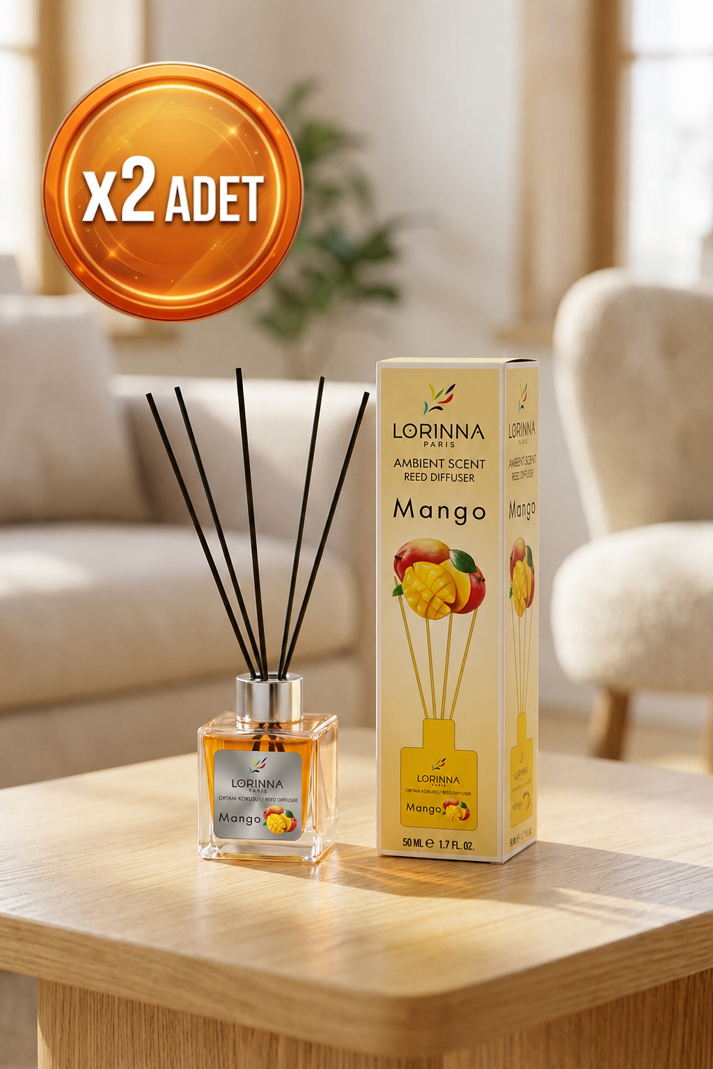 Mango Çubuklu Oda Kokusu Seti 2x50 ml