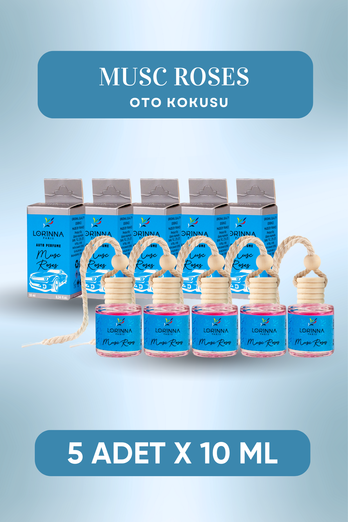 Musc Roses Parfümlü Oto Kokusu 5x10 ml