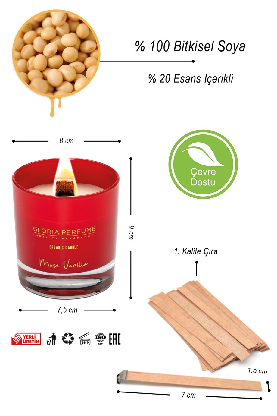 Musc Vanilla Kokulu Mum 220 gr.