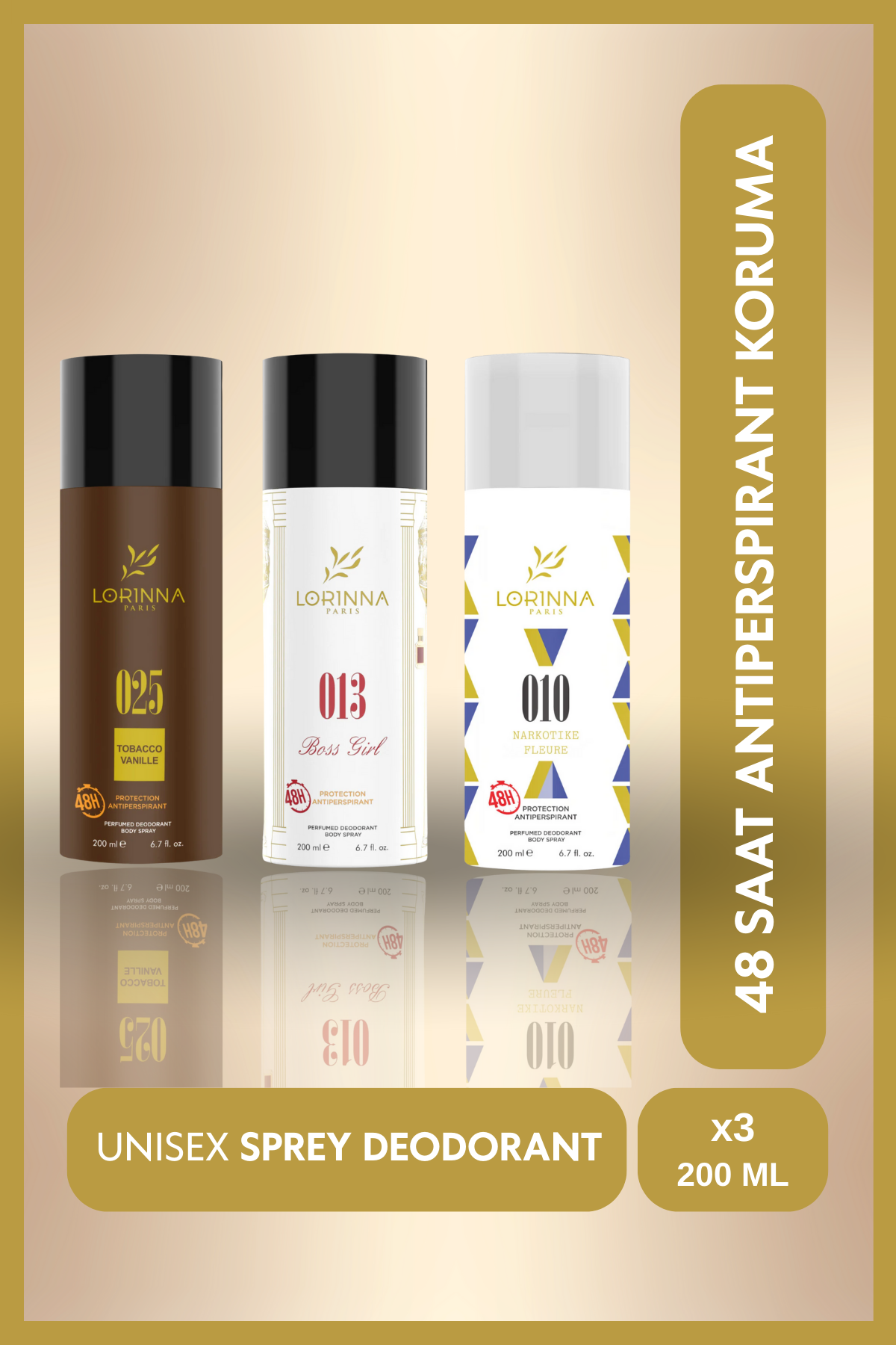 Niche Deodorant Set 3x200 Ml (Tobac-co Vanille - Boos Girl - Narkotike Fleure)