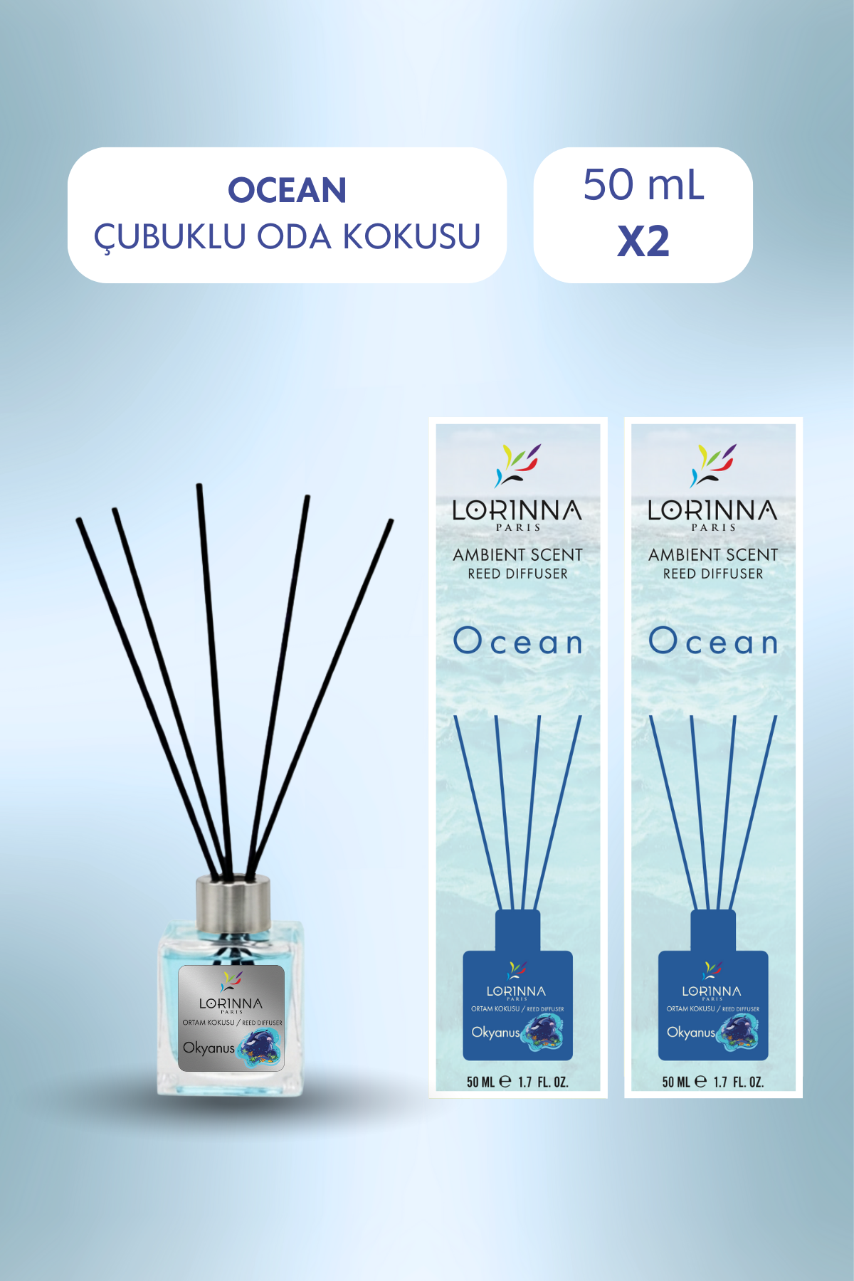 Ocean Çubuklu Oda Kokusu Seti 2x50 ml