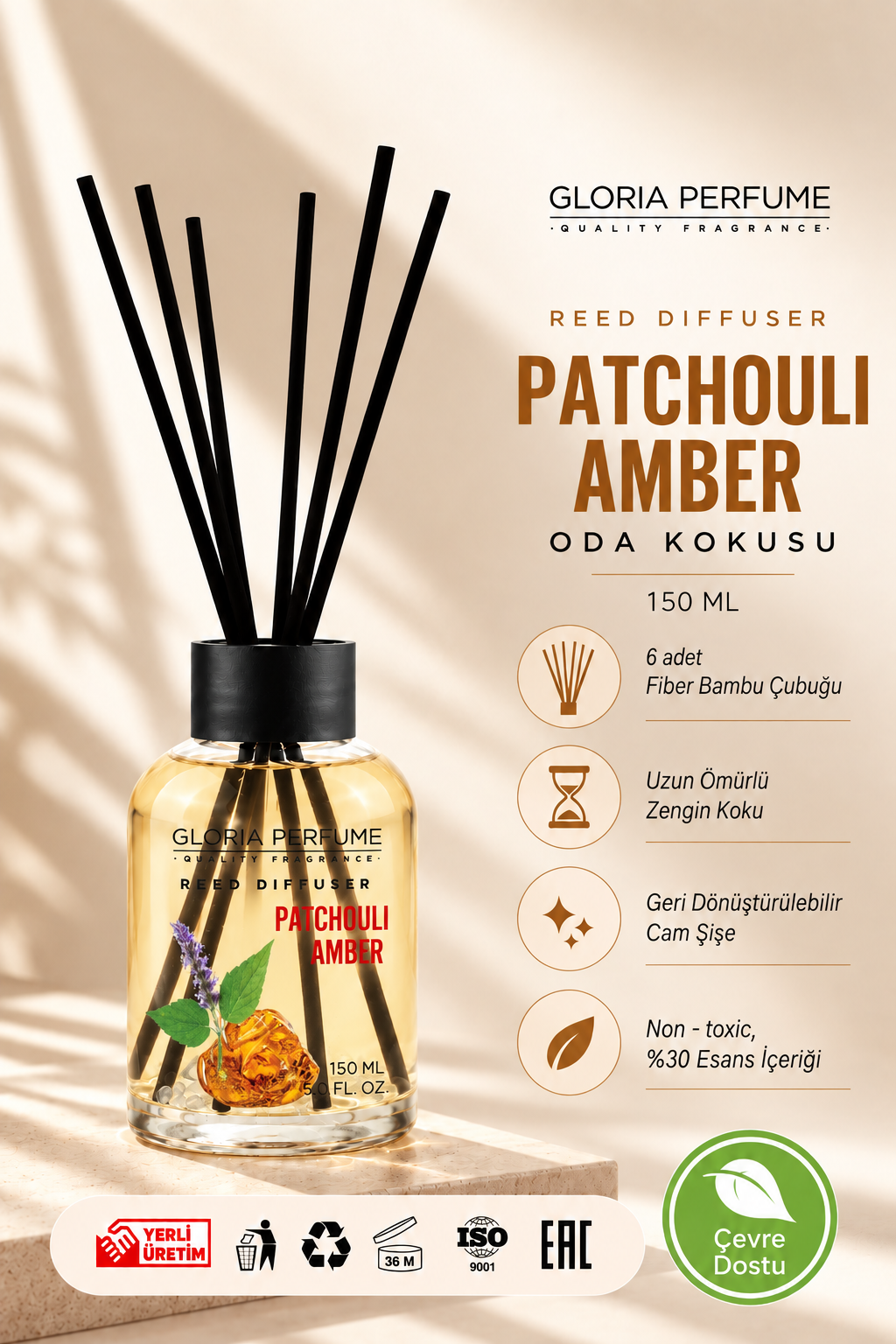 Patchuli Amber Bambu Çubuklu Oda Kokusu 150 ml