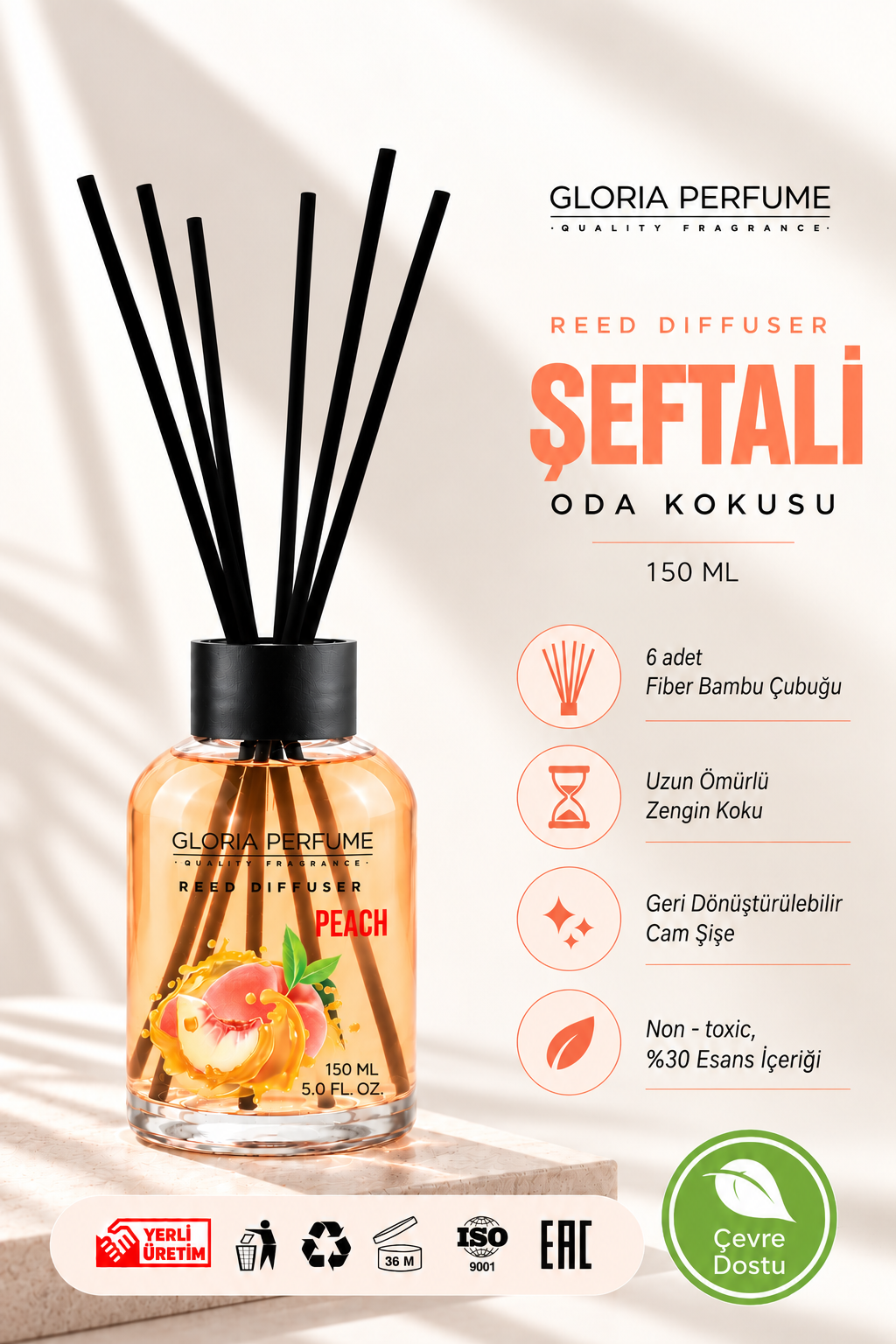 Peach Bambu Çubuklu Oda Kokusu 150 ml