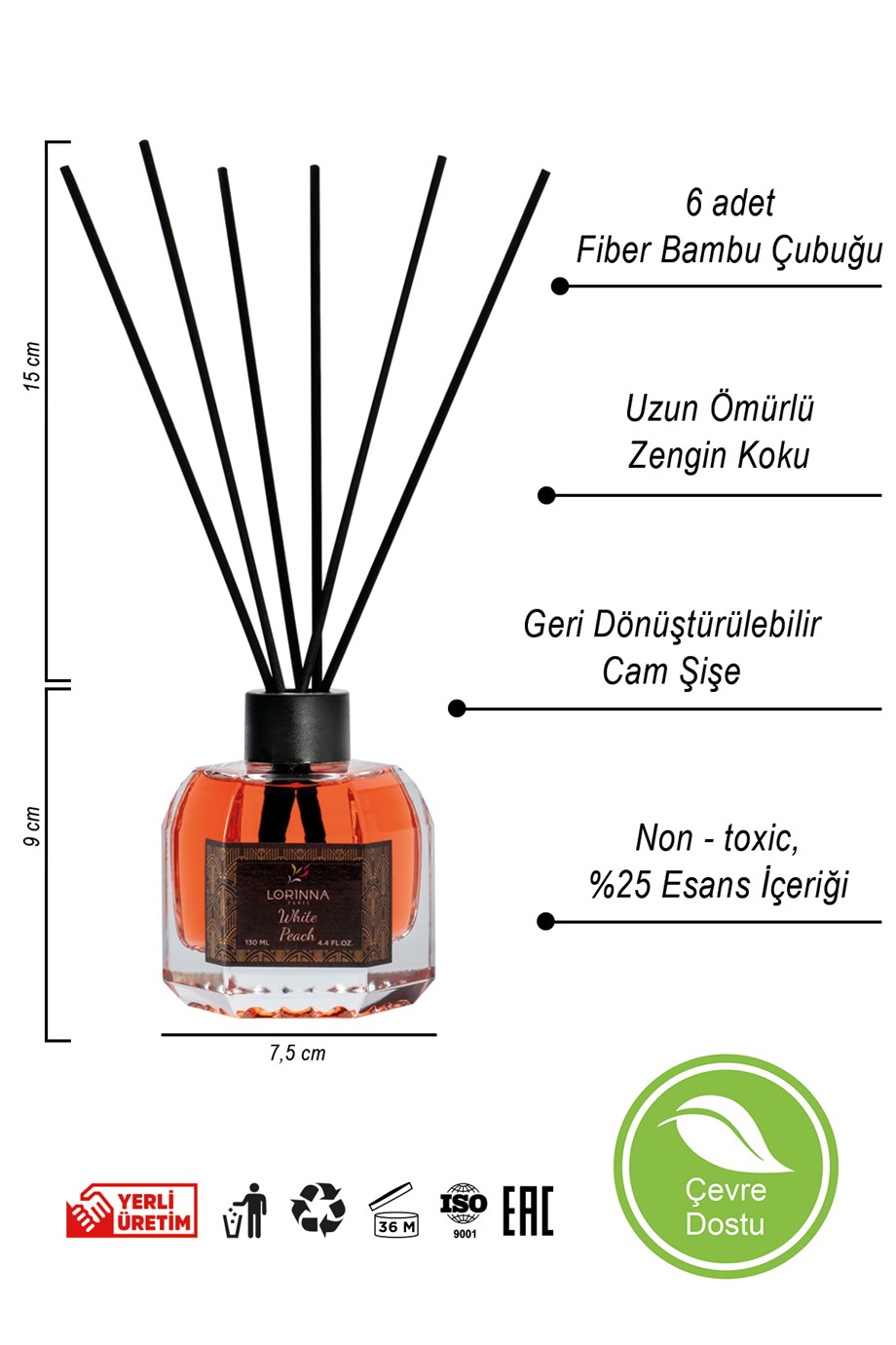 Şeftali Bambu Çubuklu Oda Kokusu 130 ml