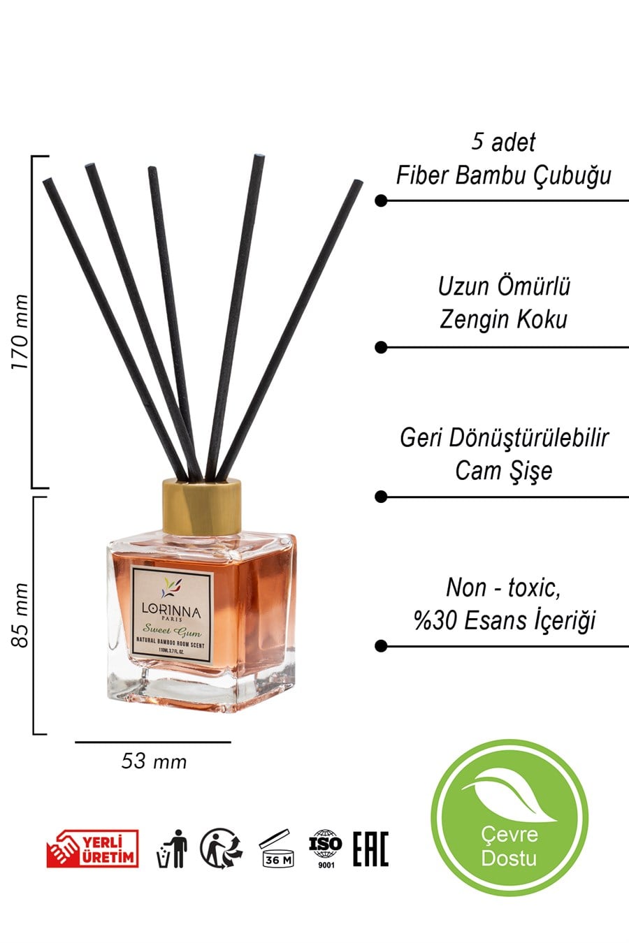 Tatlı Sakız Bambu Çubuklu Oda Kokusu 110 Ml