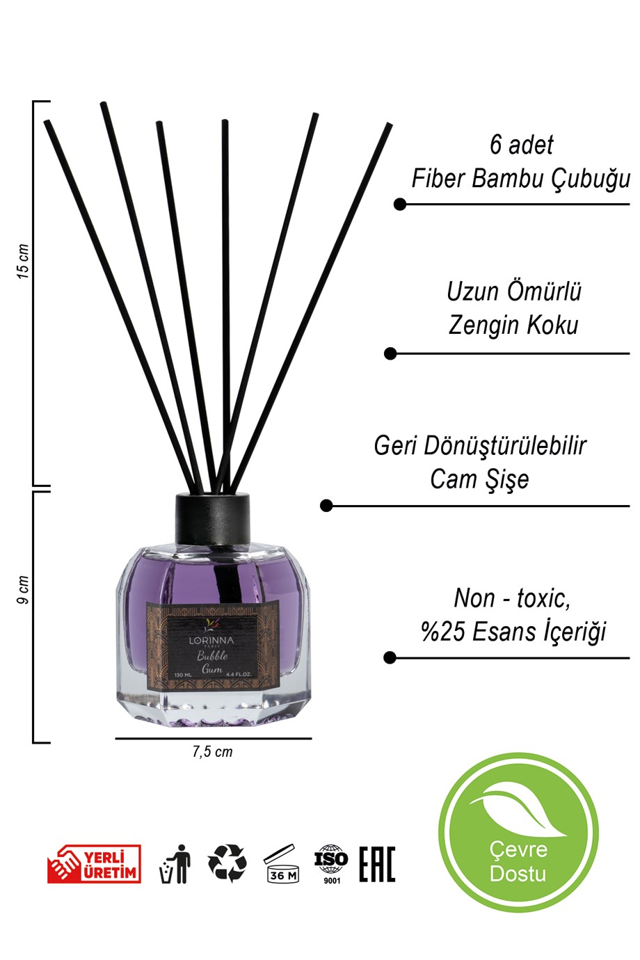 Tatlı Sakız Bambu Çubuklu Oda Kokusu 130 ml