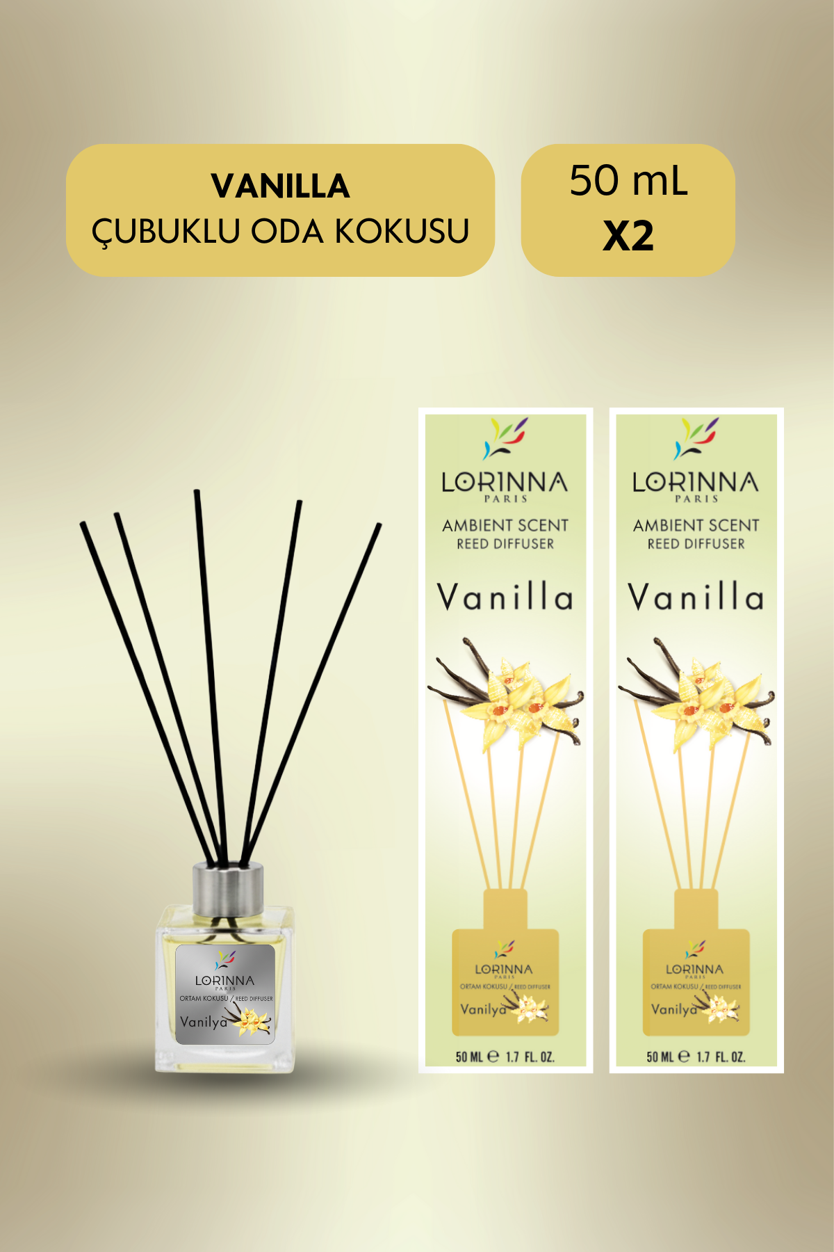 Vanilla Çubuklu Oda Kokusu Seti 2x50 ml