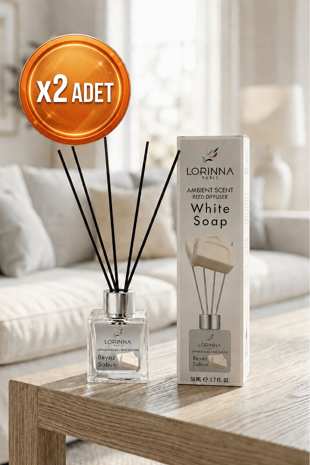White Soap Çubuklu Oda Kokusu Seti 2x50 ml