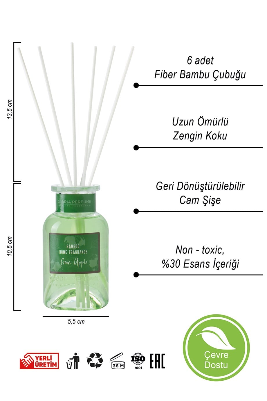 Yeşil Elma Bambu Çubuklu Oda Kokusu 150 ml