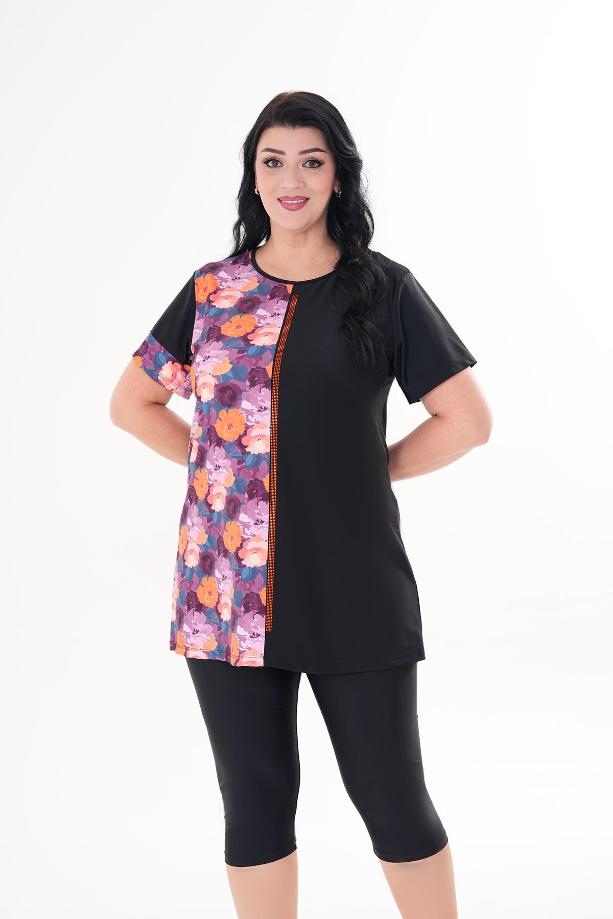 NİLSU B.B. 4'LÜ TK MAYO Siyah-Çiçekli