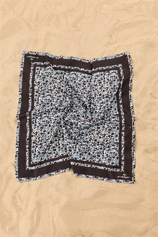 Gri Leopar Desenli Plaj Bandanası