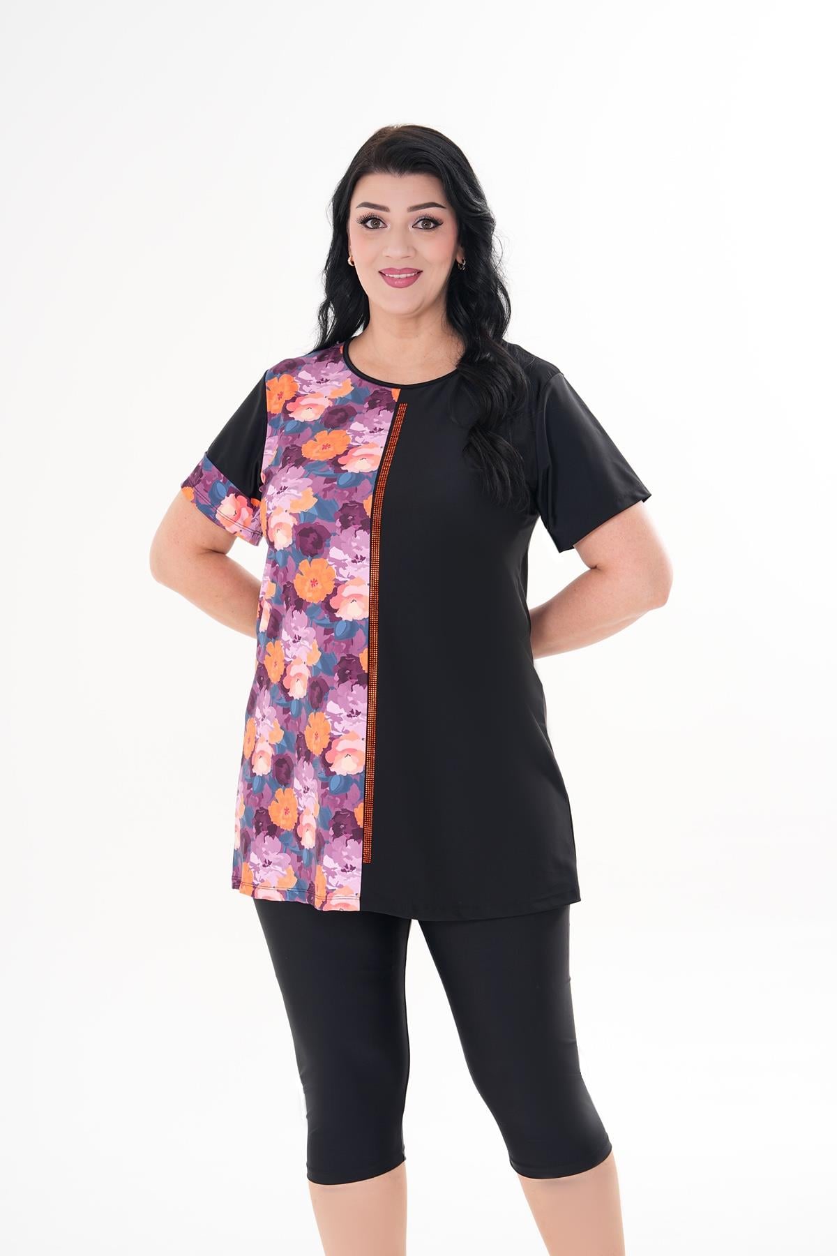 NİLSU B.B. 4'LÜ TK MAYO Siyah-Çiçekli