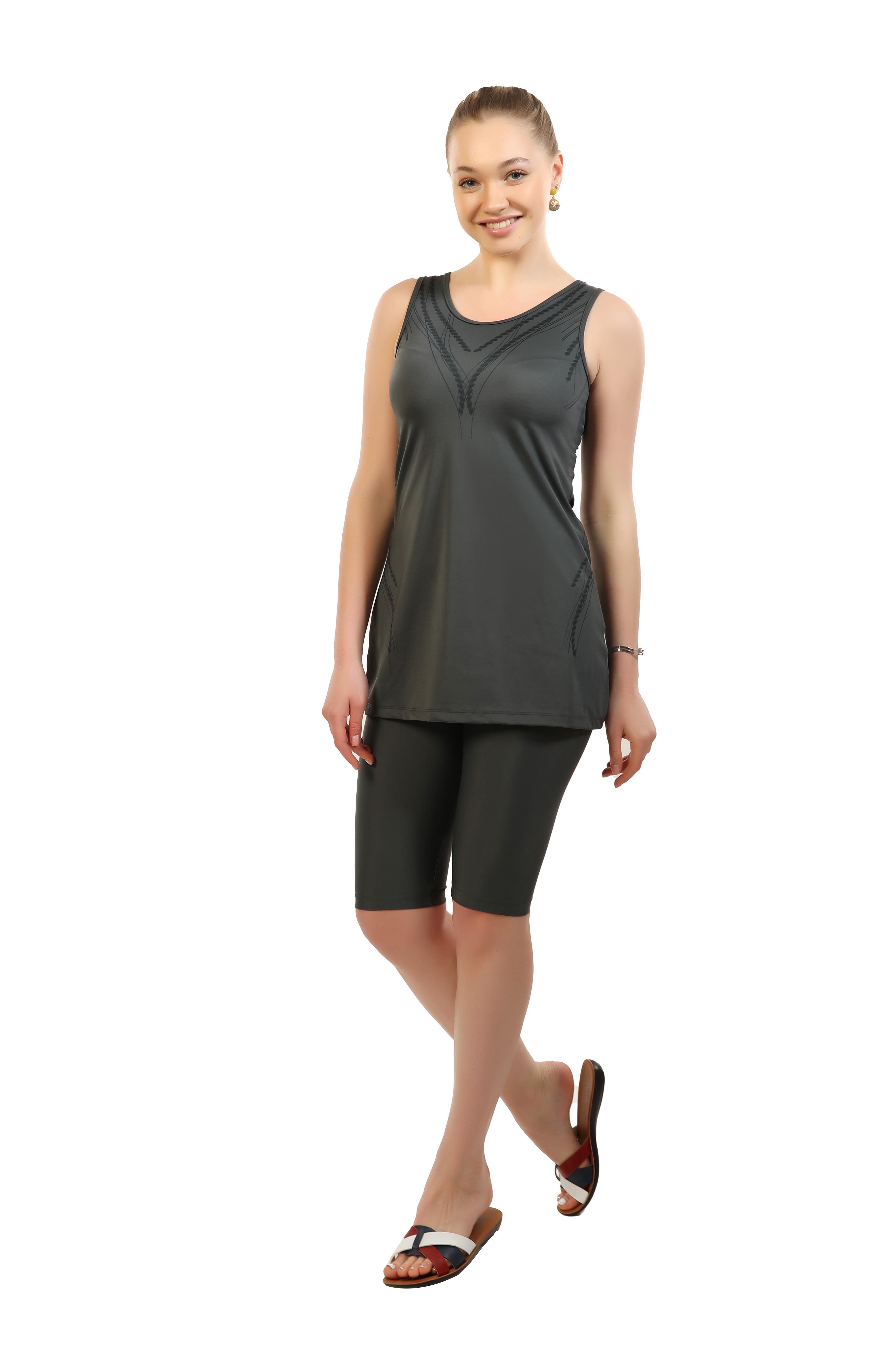 Sevda Yarı Kapalı Mayo - Gri