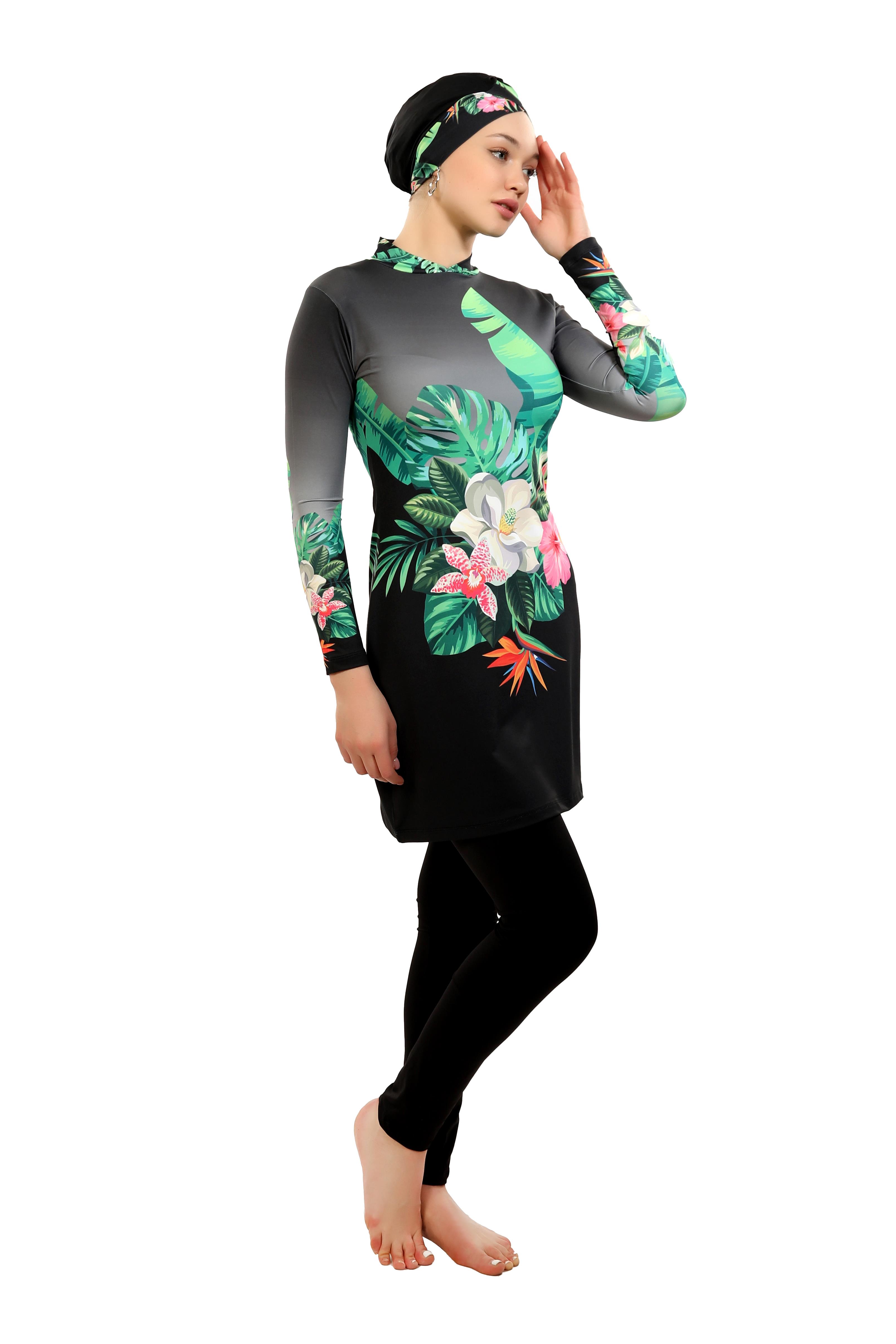 Tam Kapalı Mayo - Orkide Siyah