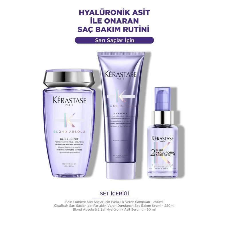 Blond Absolu Hyalüronik Asit ile Onaran Saç Bakım Seti Çizgi Shop'da.