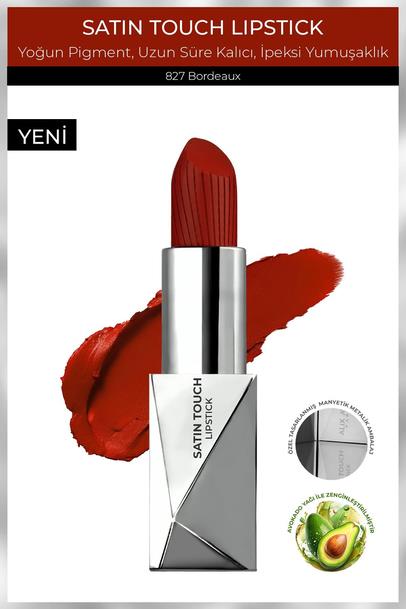Uzun Süre Kalıcı Nemlendirici Pürüzsüz Etkili Yarı Mat Ruj - Satin Touch Lipstick 827 Bordeaux Çizgi Shop'da.