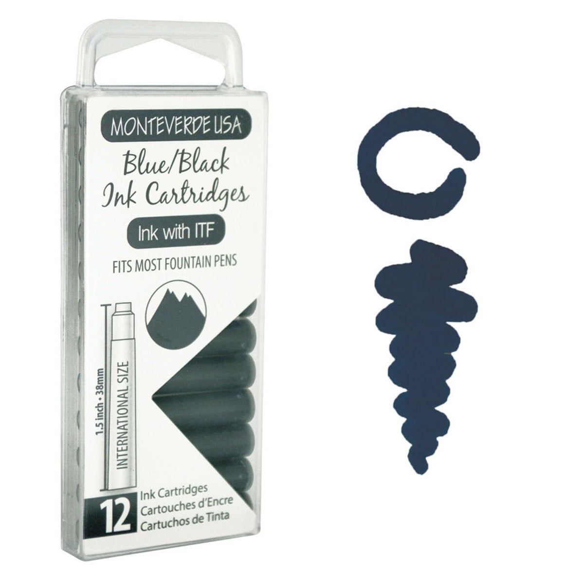 Monteverde 12'li Şeffaf Kutulu Dolma Kalem Kartuşu Blue/Black