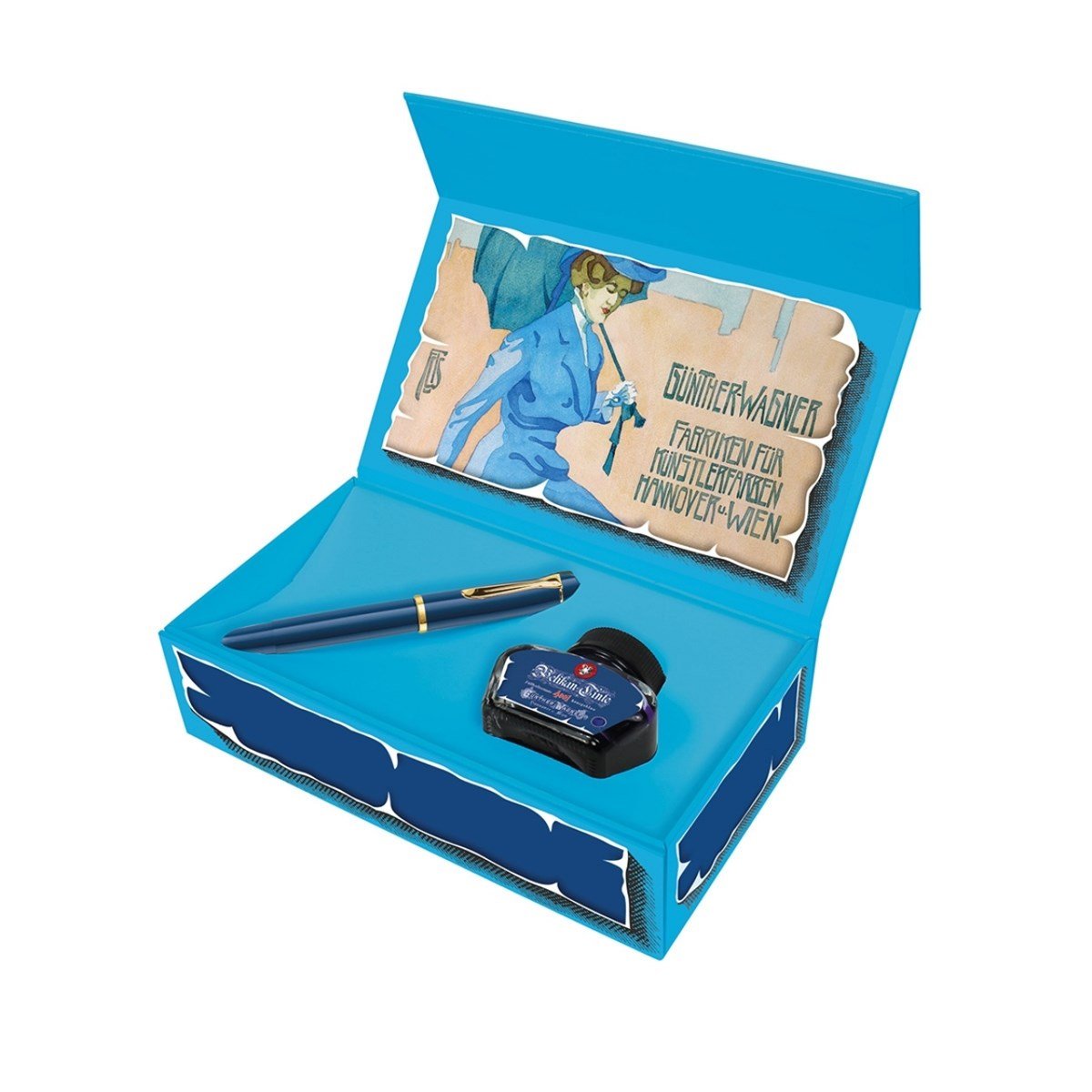 Pelikan Özel Seri M120 Mavi Dolma Kalem M + Özel Seri Iconic Blue Mürekkep