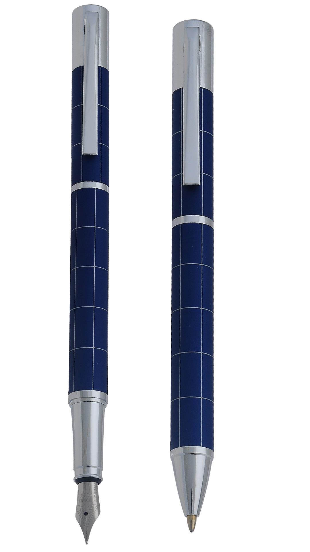 Steelpen Active Serisi 1002DT Slayt Mavi Dolma Kalem+Tükenmez Kalem