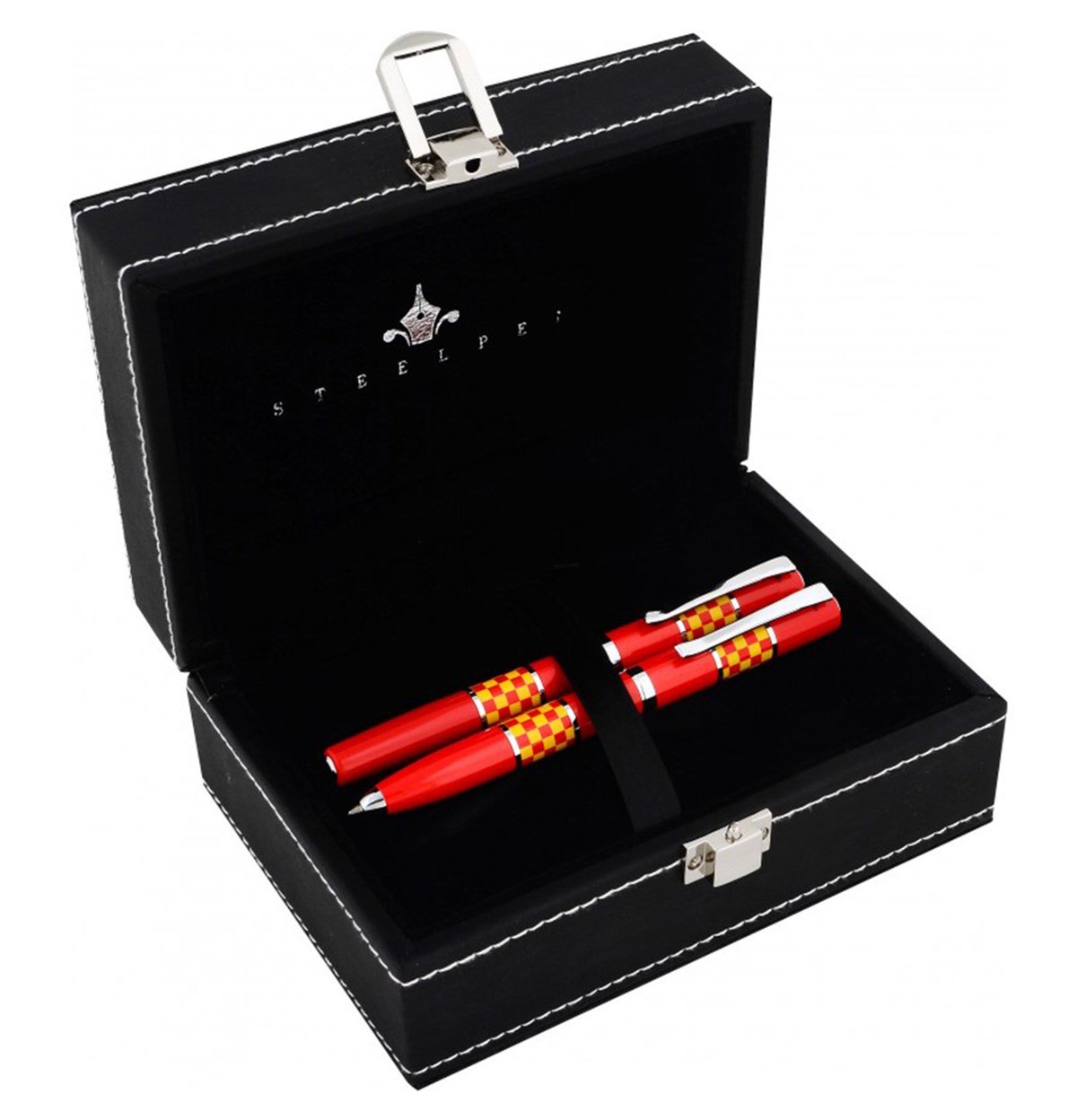 Steelpen Force Serisi 8602 Sarı Kırmızı Dolma Kalem+Tükenmez Kalem