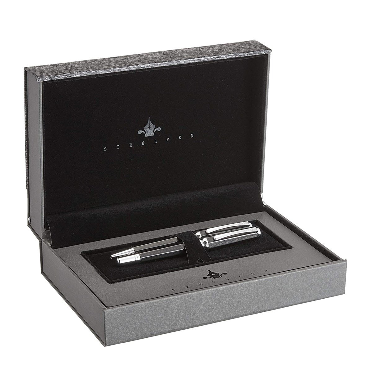 Steelpen Giza Serisi 2911 Dolma Kalem+Tükenmez Kalem Lüks Ahşap Kutulu