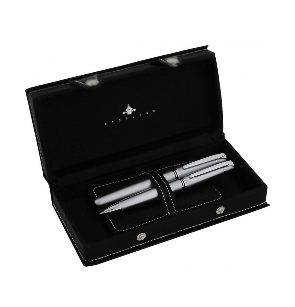 Steelpen Planet Serisi 0022DT Mat Krom Dolma Kalem+Tükenmez Kalem