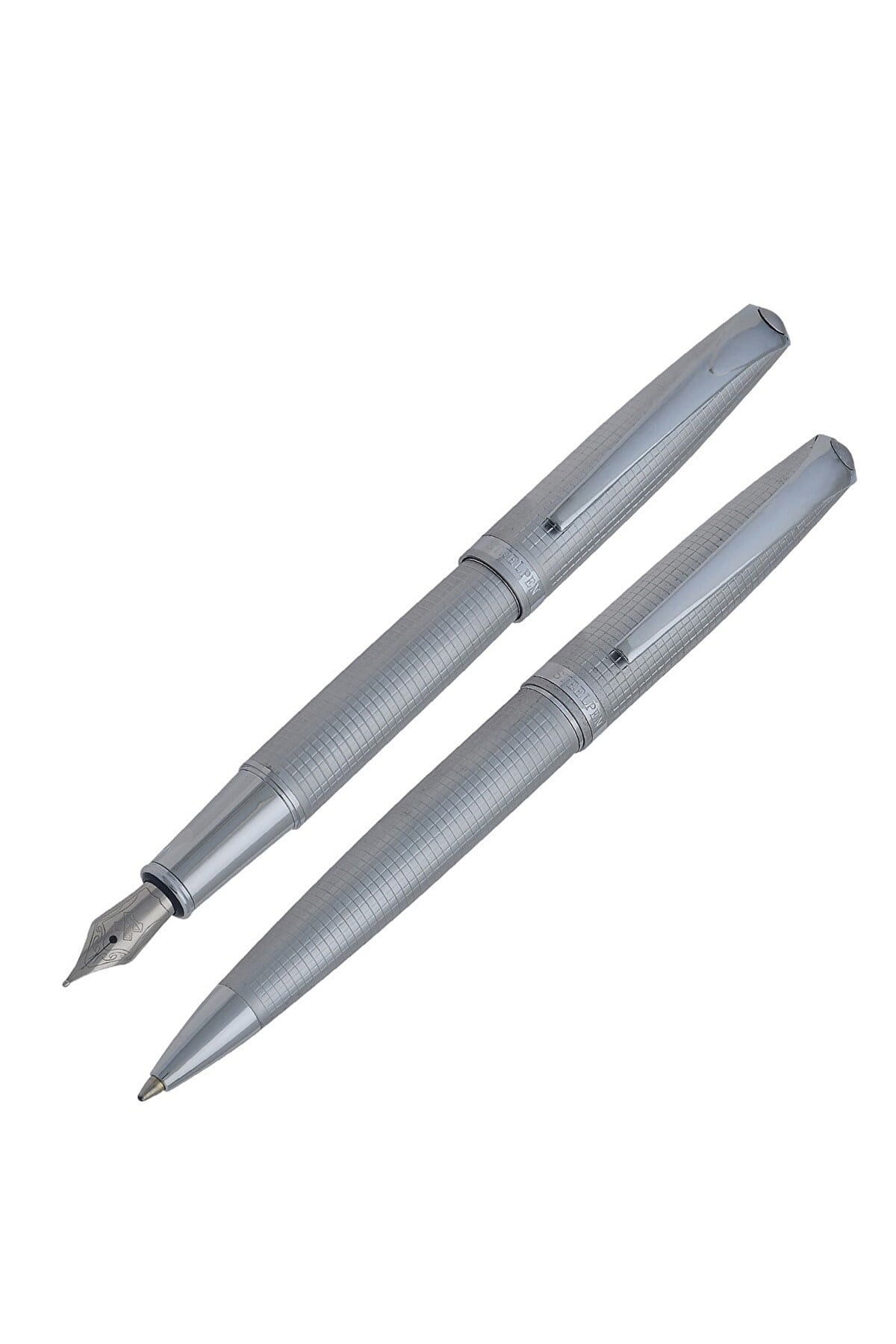 Steelpen Truva Serisi 0165DT Desenli Krom Dolma Kalem+Tükenmez Kalem