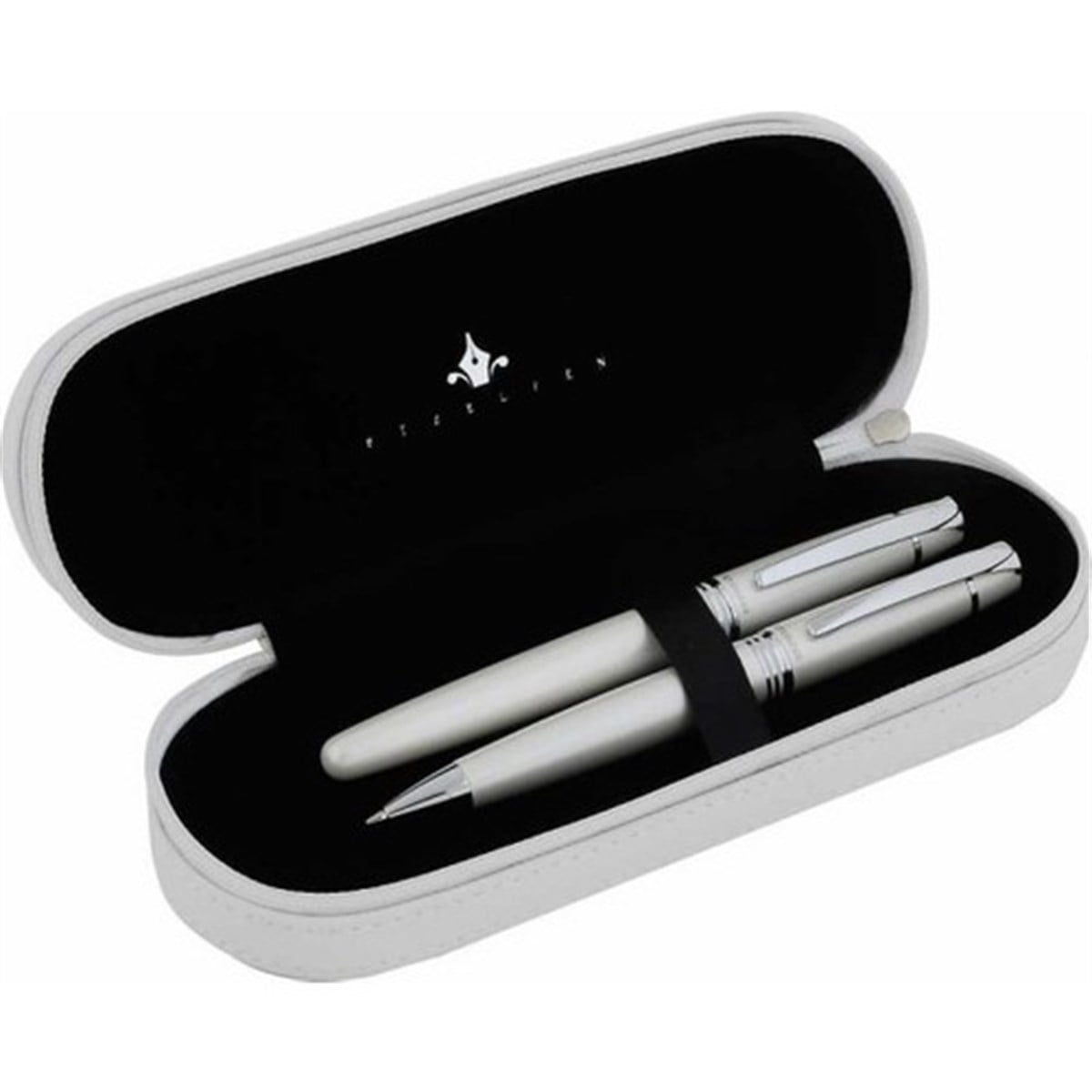 Steelpen Truva Serisi 0169DT Beyaz DolmaKalem+Tükenmez Kalem