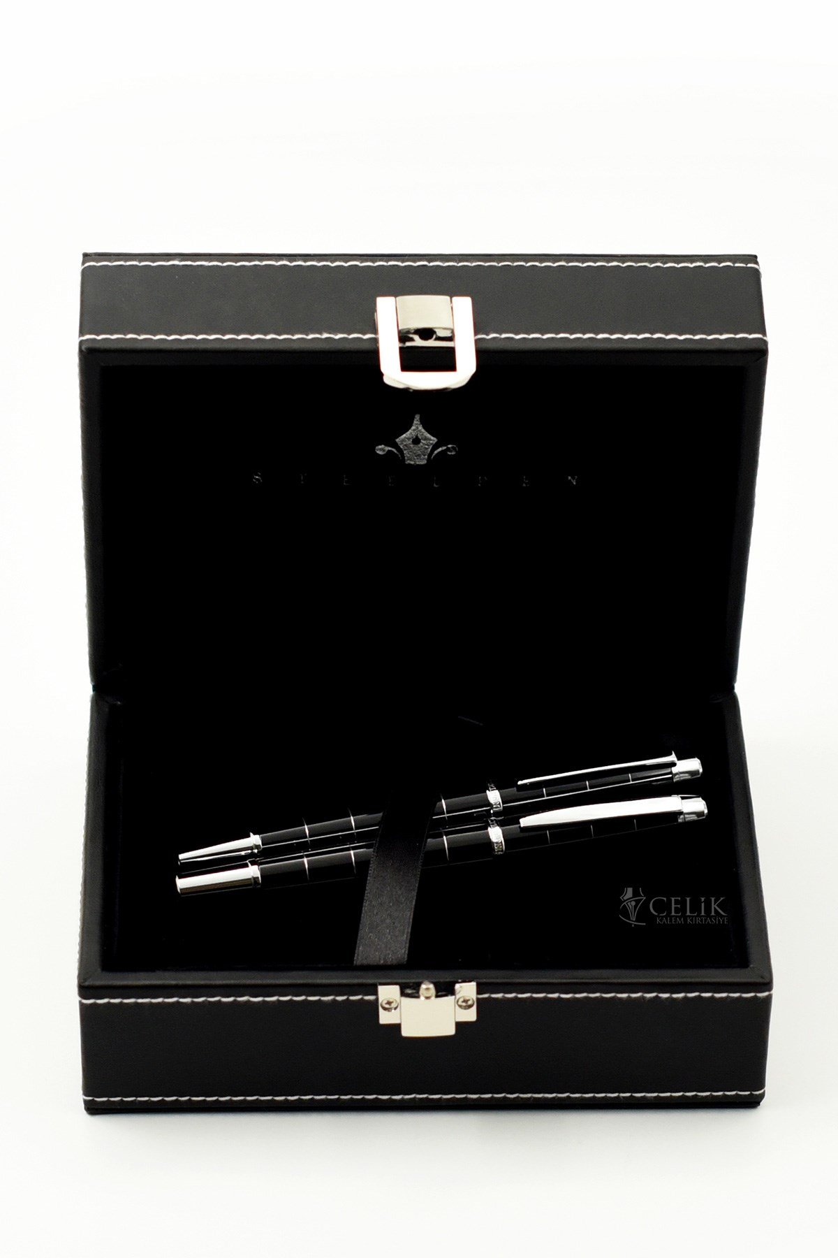 Steelpen World Serisi 2721 Siyah Dolma Kalem+Tükenmez Kalem Seti