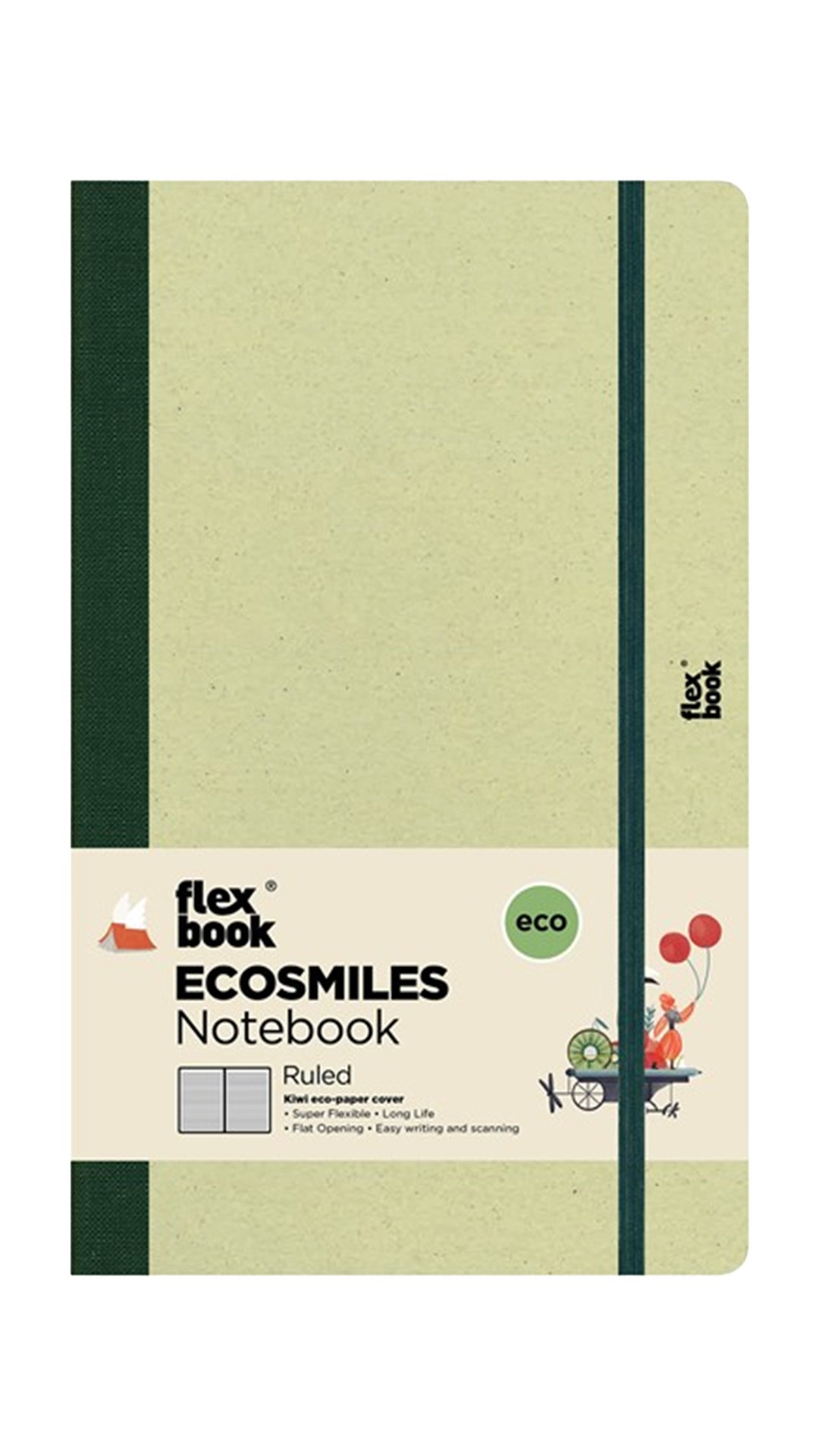 Flexbook FB101 Ecosmiles Kiwi Çizgili Defter – 13 × 21 cm